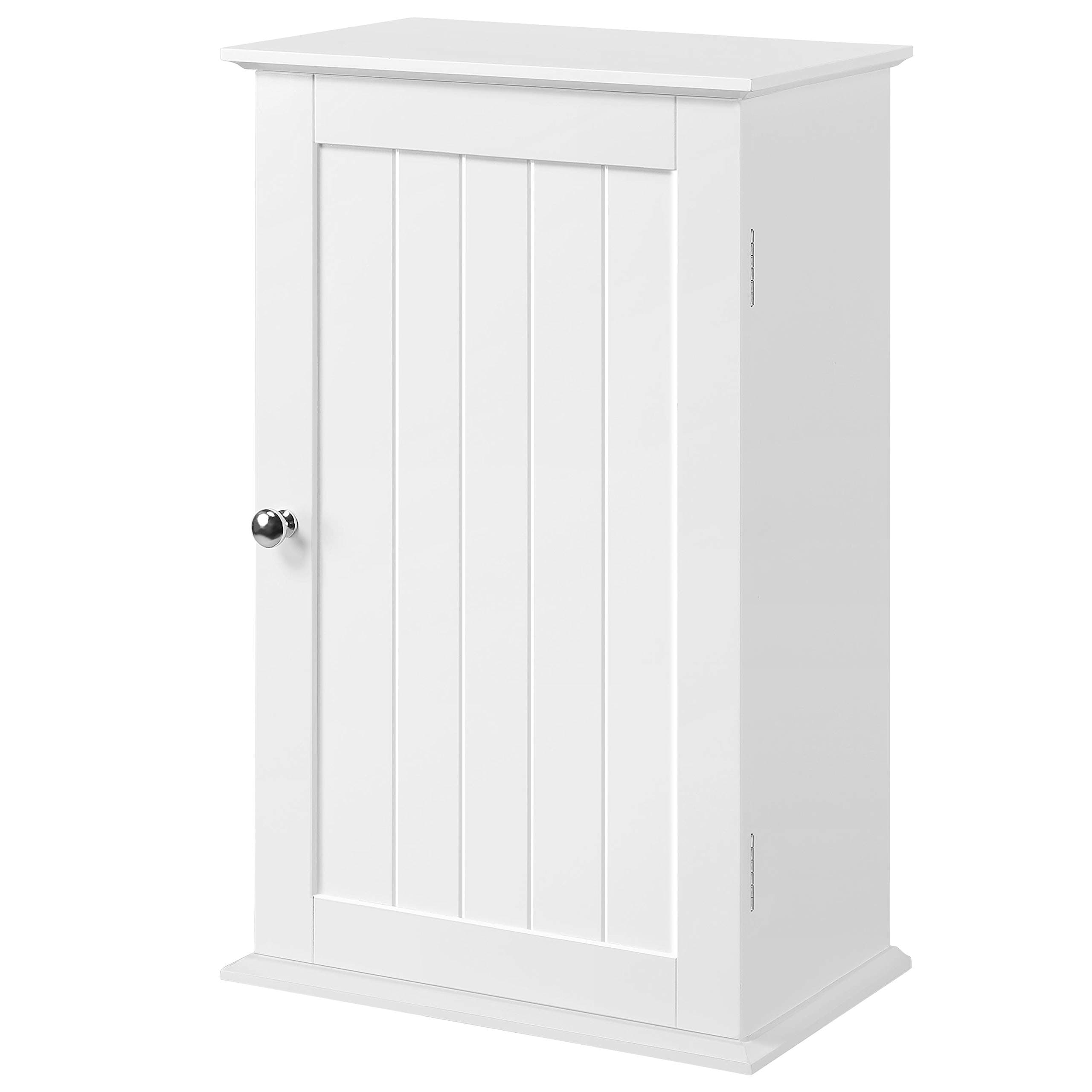costoffs Bathroom Wall Mounted Cabinet Single Door, Modern Cupboards, Medicine Cabinet, Wooden Storage Unit with Adjustable Storage Shelves, White