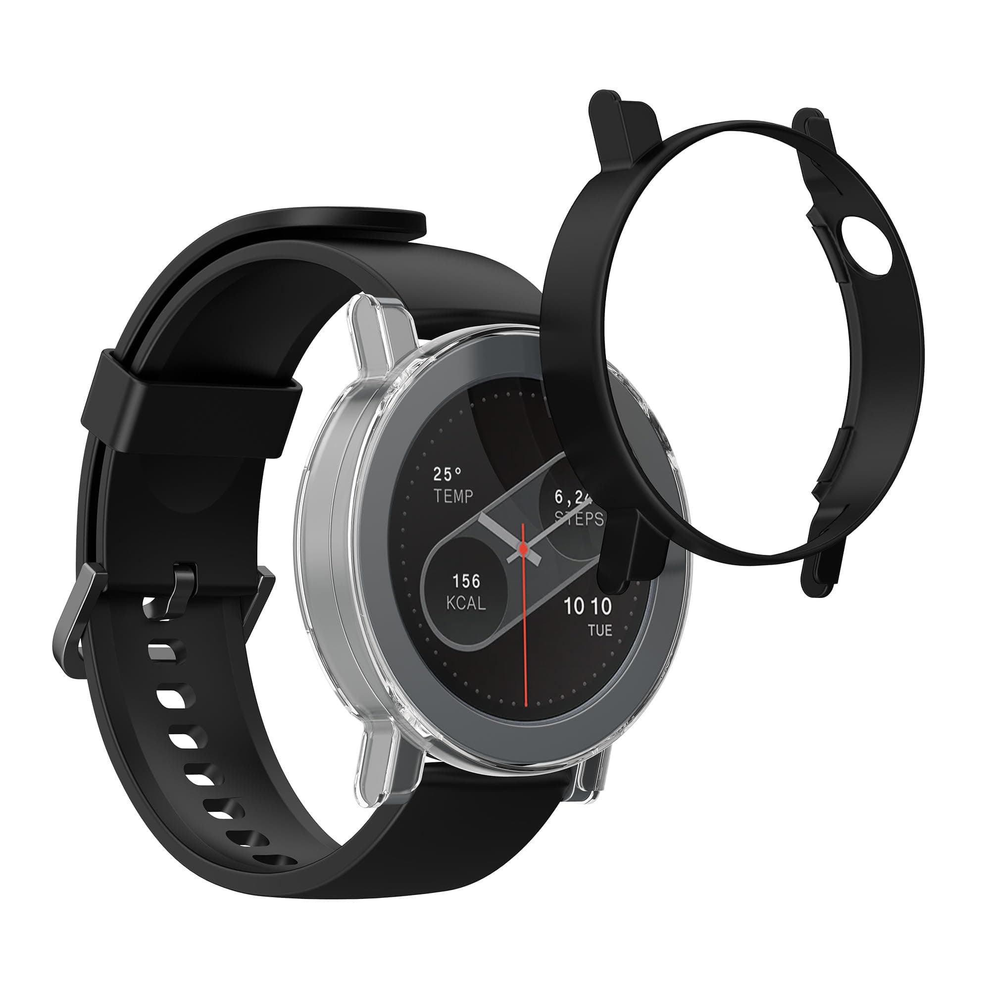 Cases Compatible with CMF by Nothing Watch Pro 2 (D398) - Set of 2 Fitness Tracker Screen Protectors - Black/Transparent