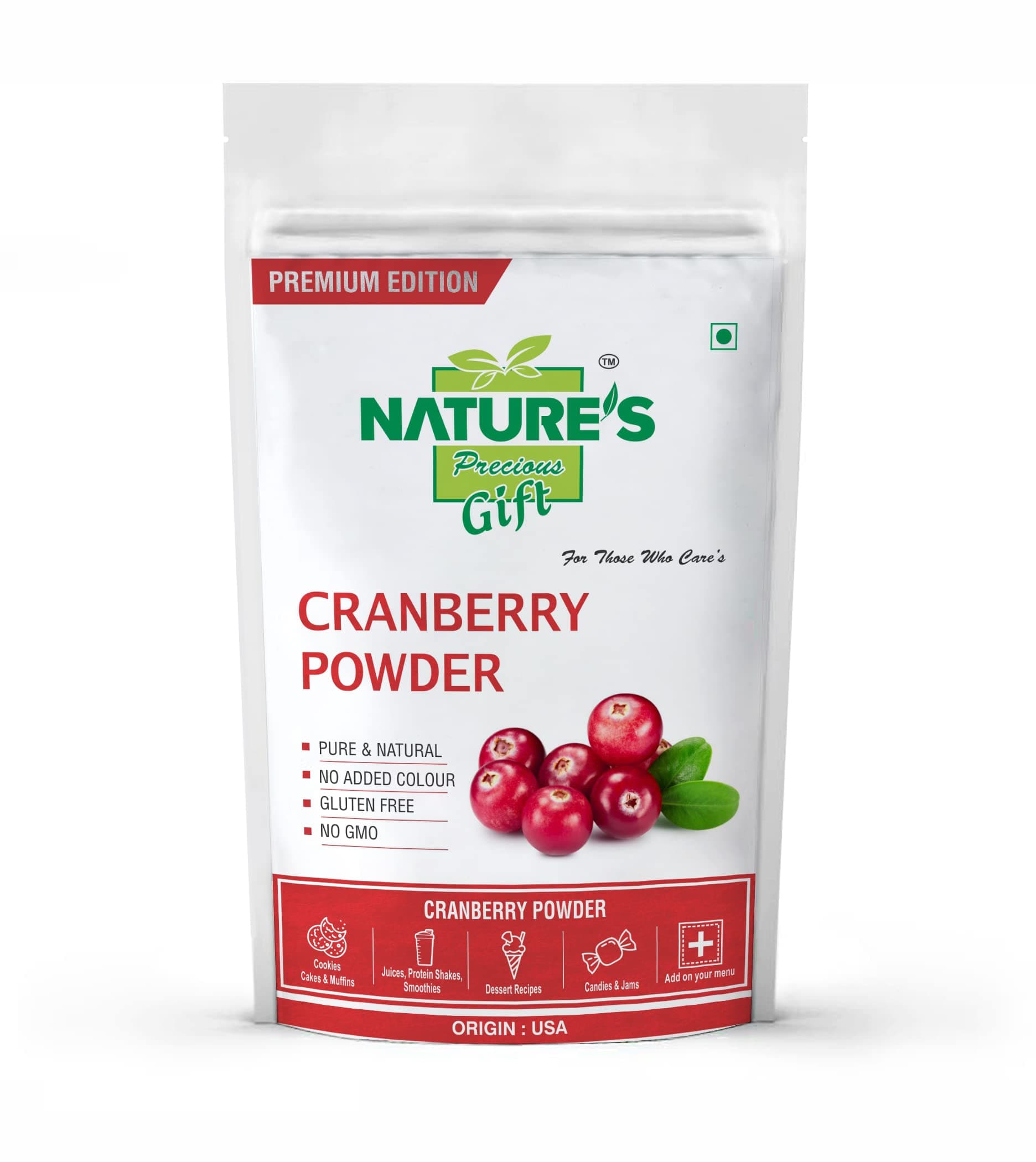 NATURE'S Precious Gift Cranberry Powder - 100 GM | Dried Cranberry Fruit | Natural Berry Ingredient for Smoothies, Juices, Desserts & Baking