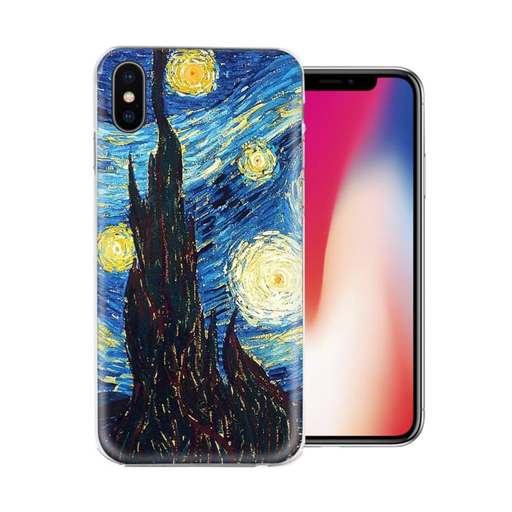 iPhone X Case, iPhone 10 Case, MISSCASE Clear Starry Night Interactive Animation Pattern Soft Flexible TPU Back Cover (Mountain)