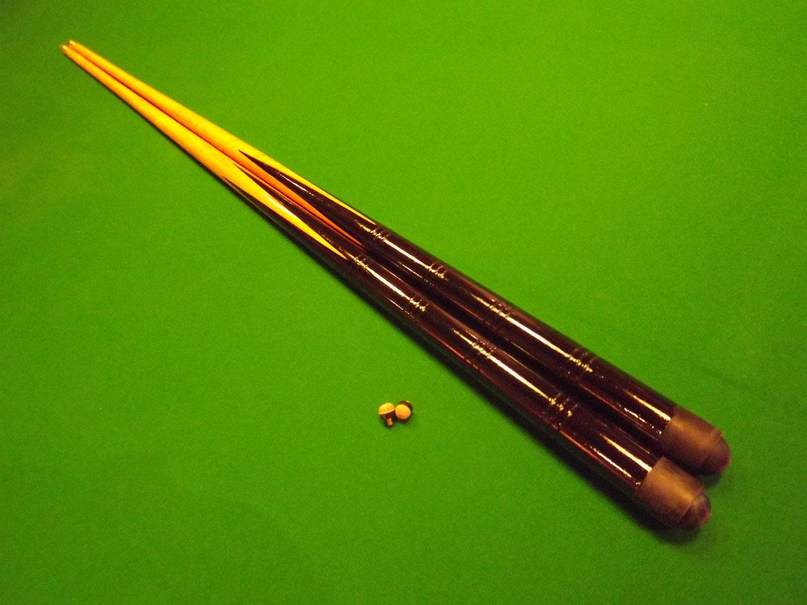 36" Pool Cues - Pair with Spare Tips - Black - Ideal for Small Spaces & Kids