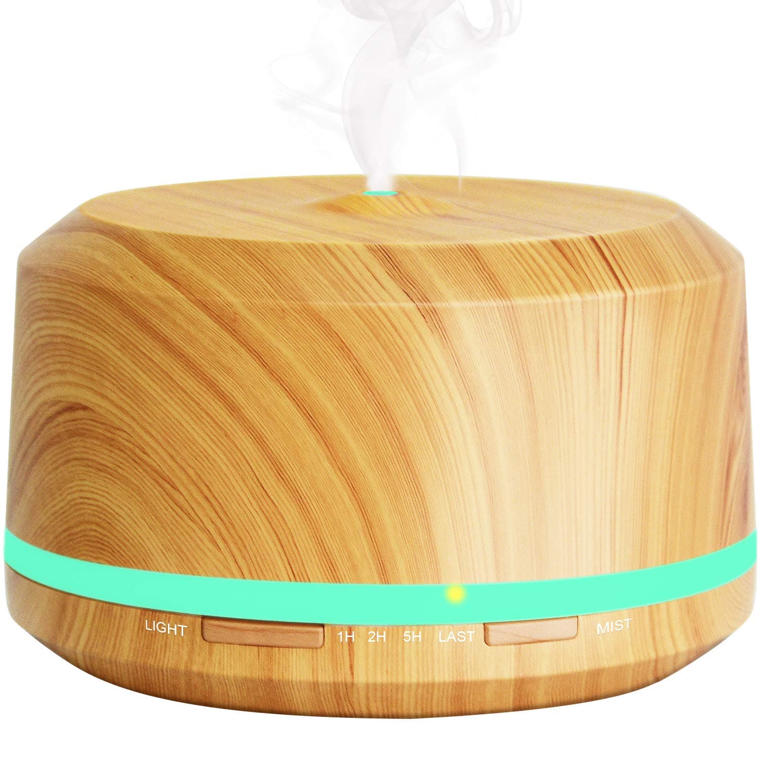 Aromatherapy Diffusers, BAXiA 450ml Ultrasonic Essential Oil Diffuser with Adjustable Mist, Humidifier Diffuser with Auto Shut-Off, 8 Changing LED Lights for Baby Room, Home, Spa - Wood Grain