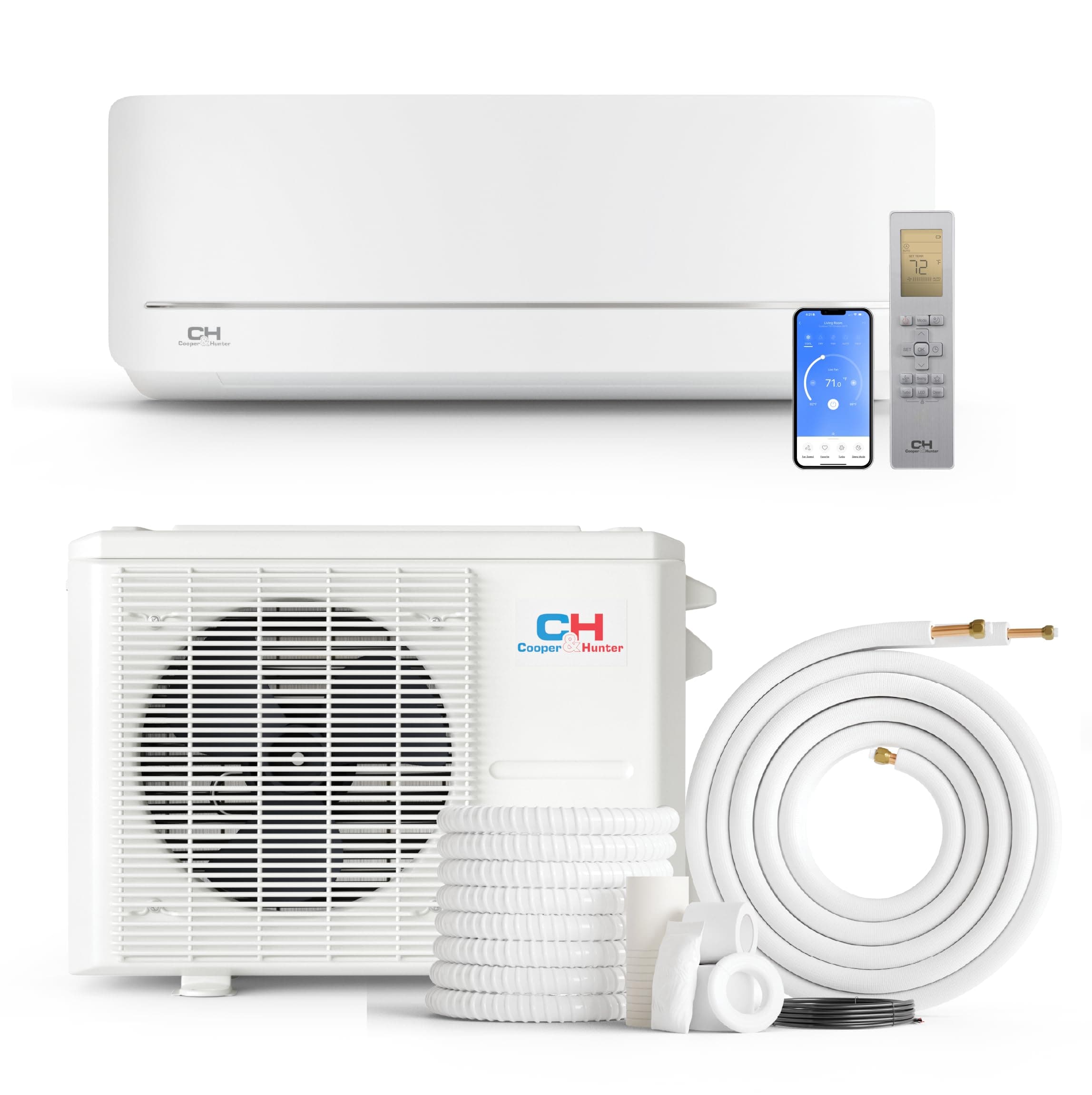 Cooper & Hunter 18,000 BTU 230V Wall Mount Ductless Mini Split Air Conditioner & Heat Pump – 19.2 SEER2 Inverter System – Includes 16FT Installation Kit & Smart Kit – Pre-Charged