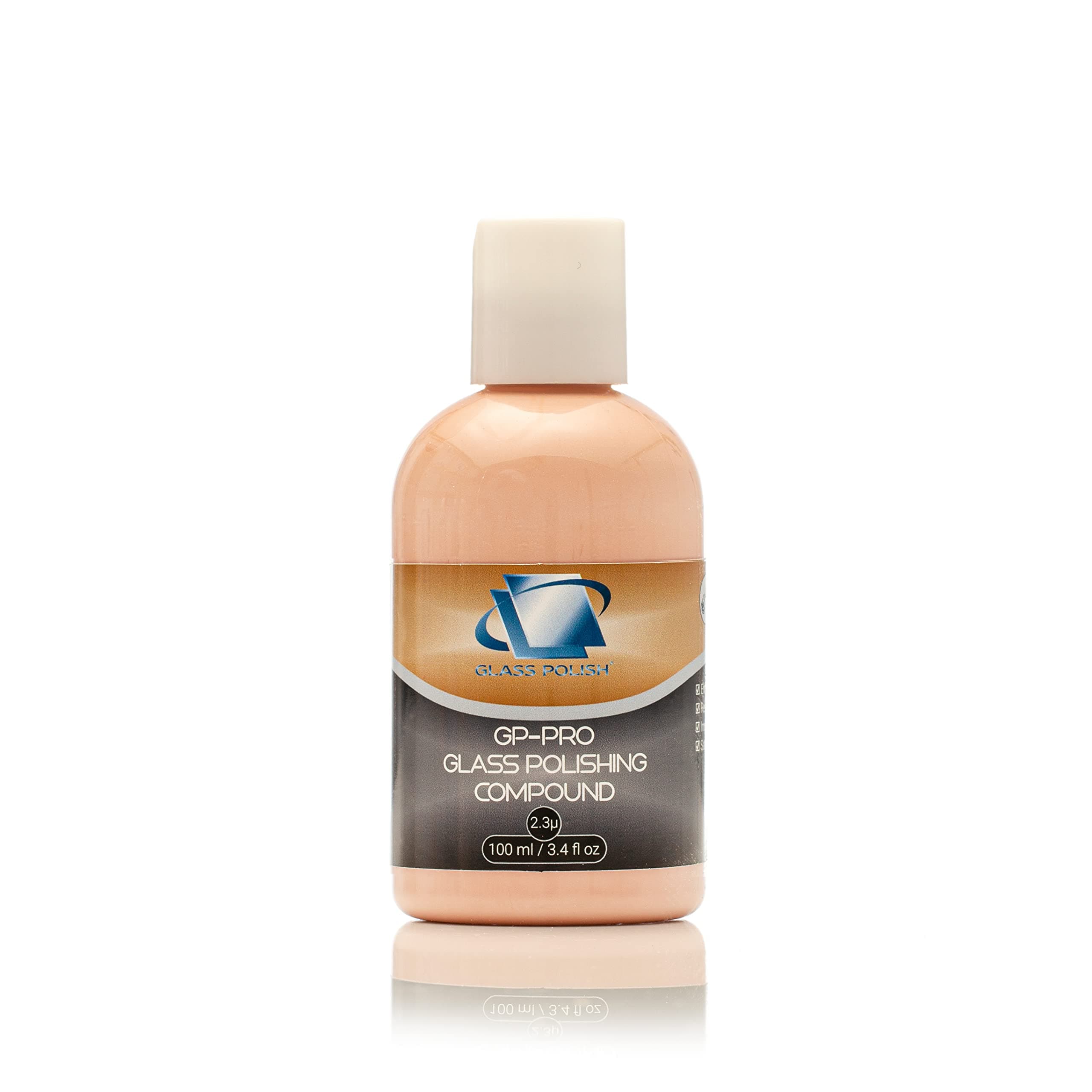 GLASS POLISH PRO Glass Polishing Compound 100ml (3.4oz) Extra Concentrated Suspended Cerium Oxide Formula with 2.3 Micron Particle Size for Enhanced Restoration Performance