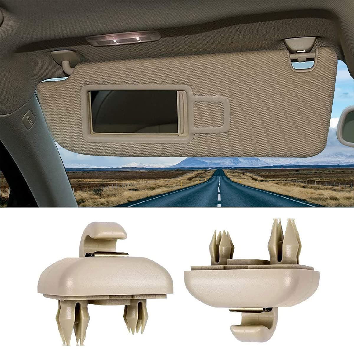 2-Pack Beige Interior Sun Visor Hook Clip Bracket for Audi A1 A3 A4 A5 Q3 Q5 Dark Beige 8E0 857 562