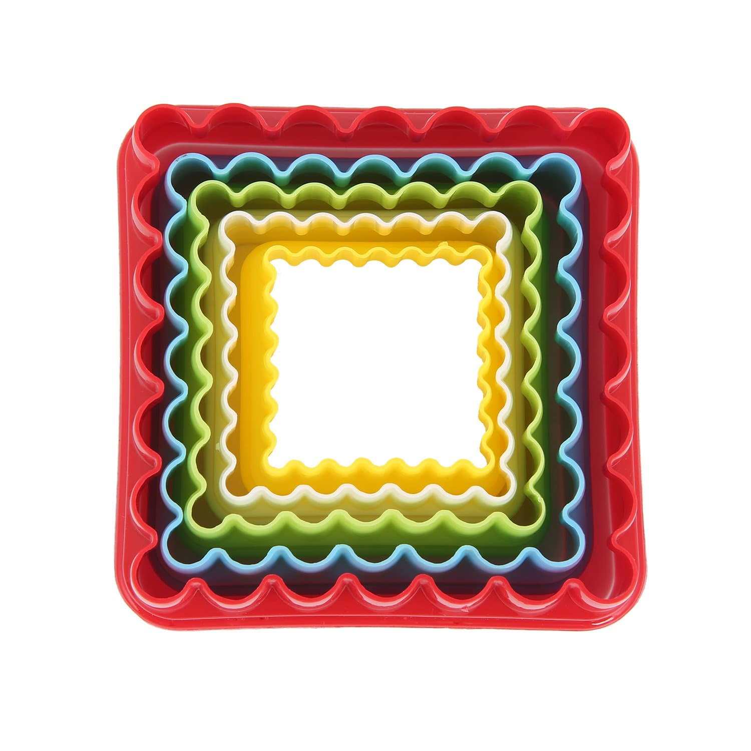 Crazy Egg Plastic Two Sided Square Cookie Cutter and Biscuit Cutter Set (5 Pc)