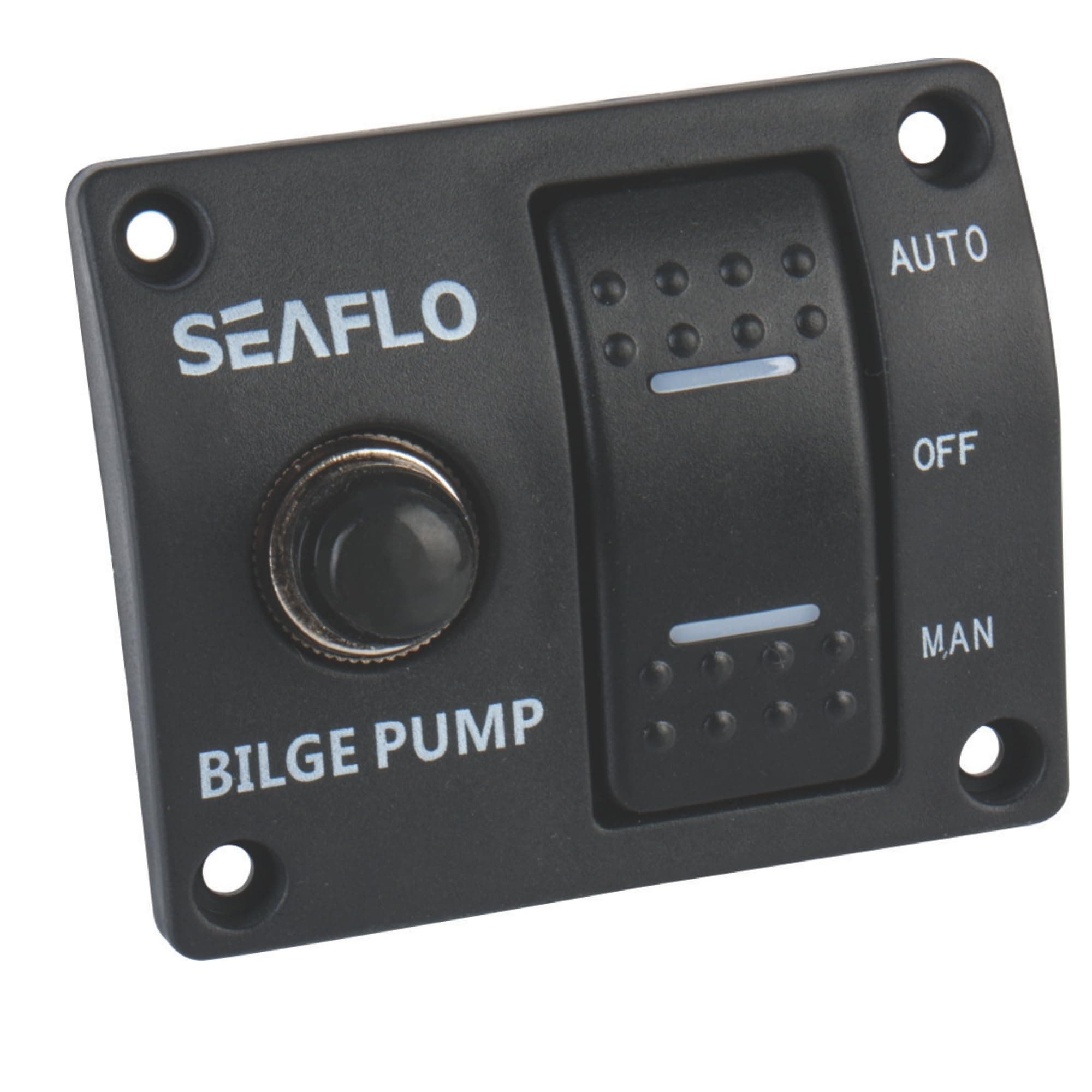 3-Way Bilge Pump Switch Panel (Automatic-Off-Manual) 12v 24v w/Built-In 15A Circuit Breaker