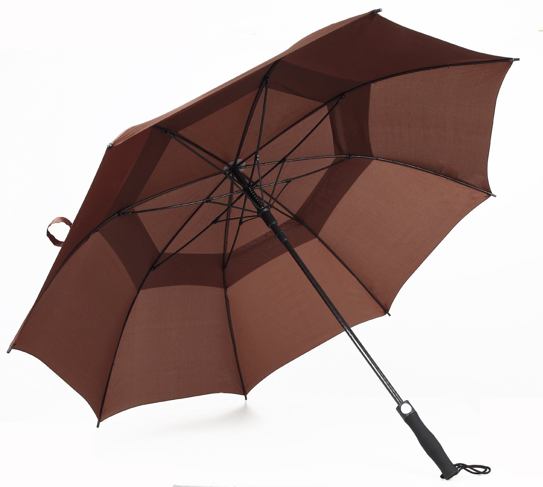 Automatic Open Large Windproof 60-Inch Double Canopy Golf Umbrella (Brown)