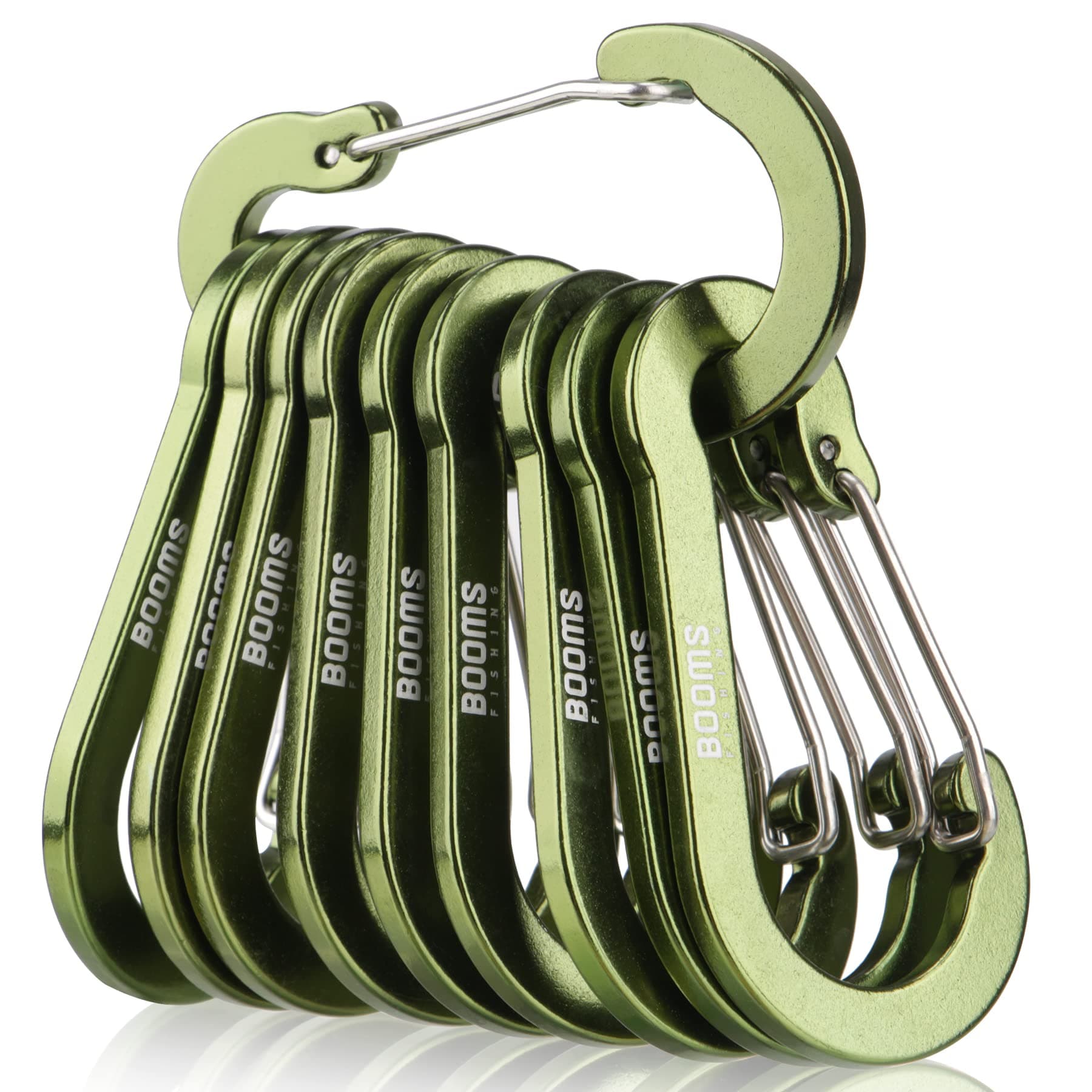 Booms Fishing CC5 Multi-Use Carabiner Clips, 10 Pack 2.7" Small Caribeener Clips, Mini Keychain Aluminum Caribeaner Clip