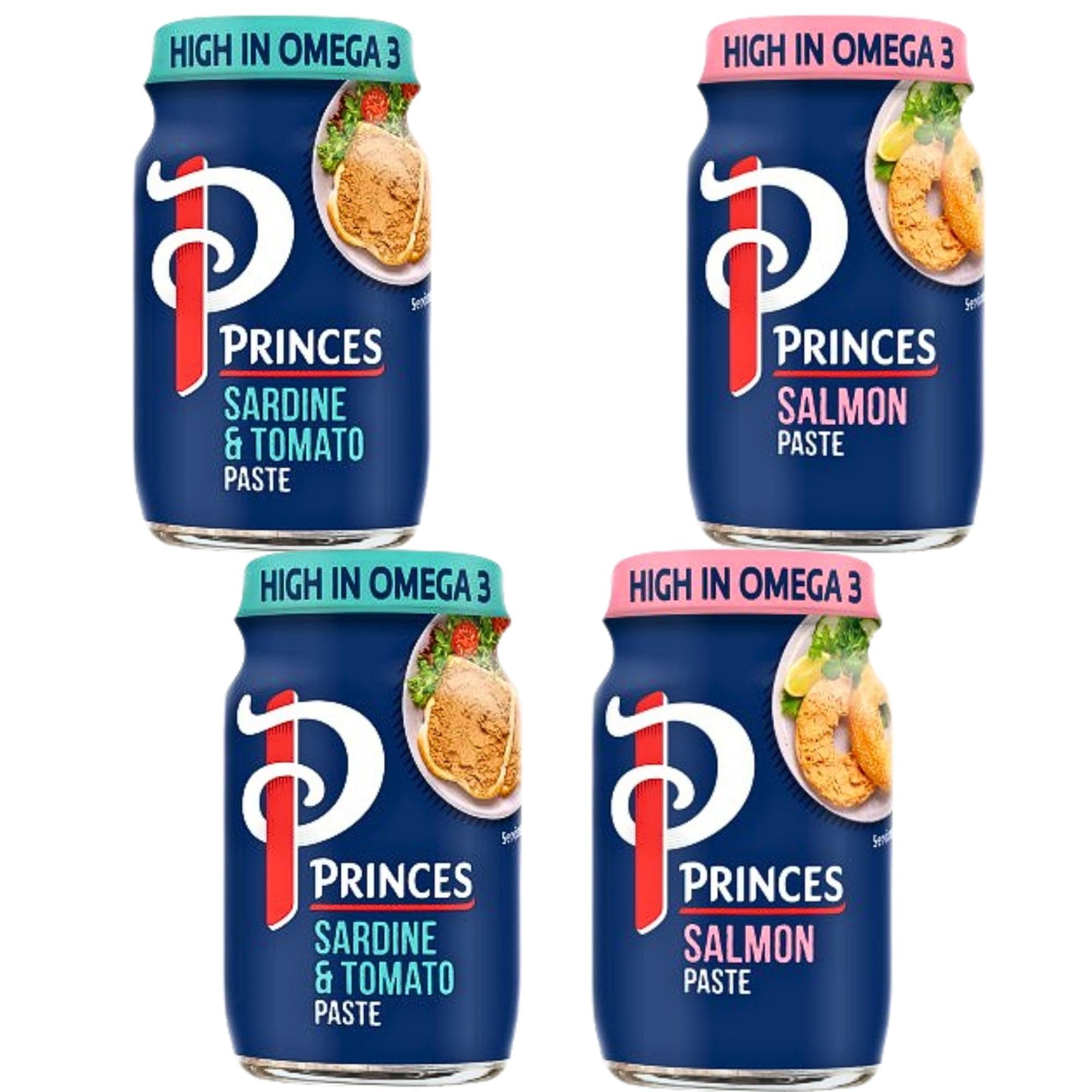 Sandwich Spread Bundle Containing Princes Sardine & Tomato Paste 75g x2 And Princes Salmon Paste 75g x2 (4 Mixed Pack)