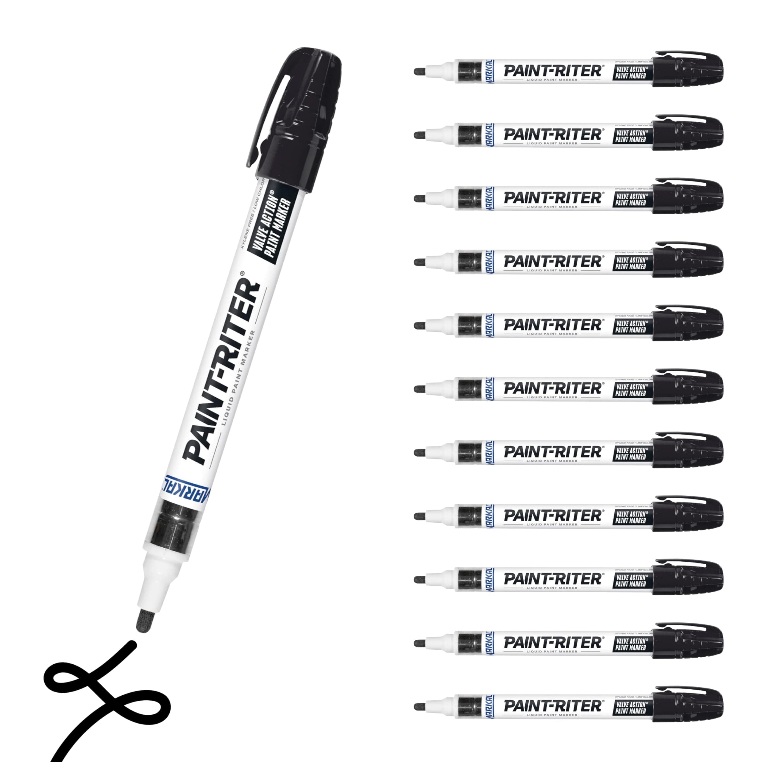 96823 Paint-Riter+ Valve Action Marker, Versatile Surface Compatibility, Bold Mark Size 1.8", Black 12-Pack