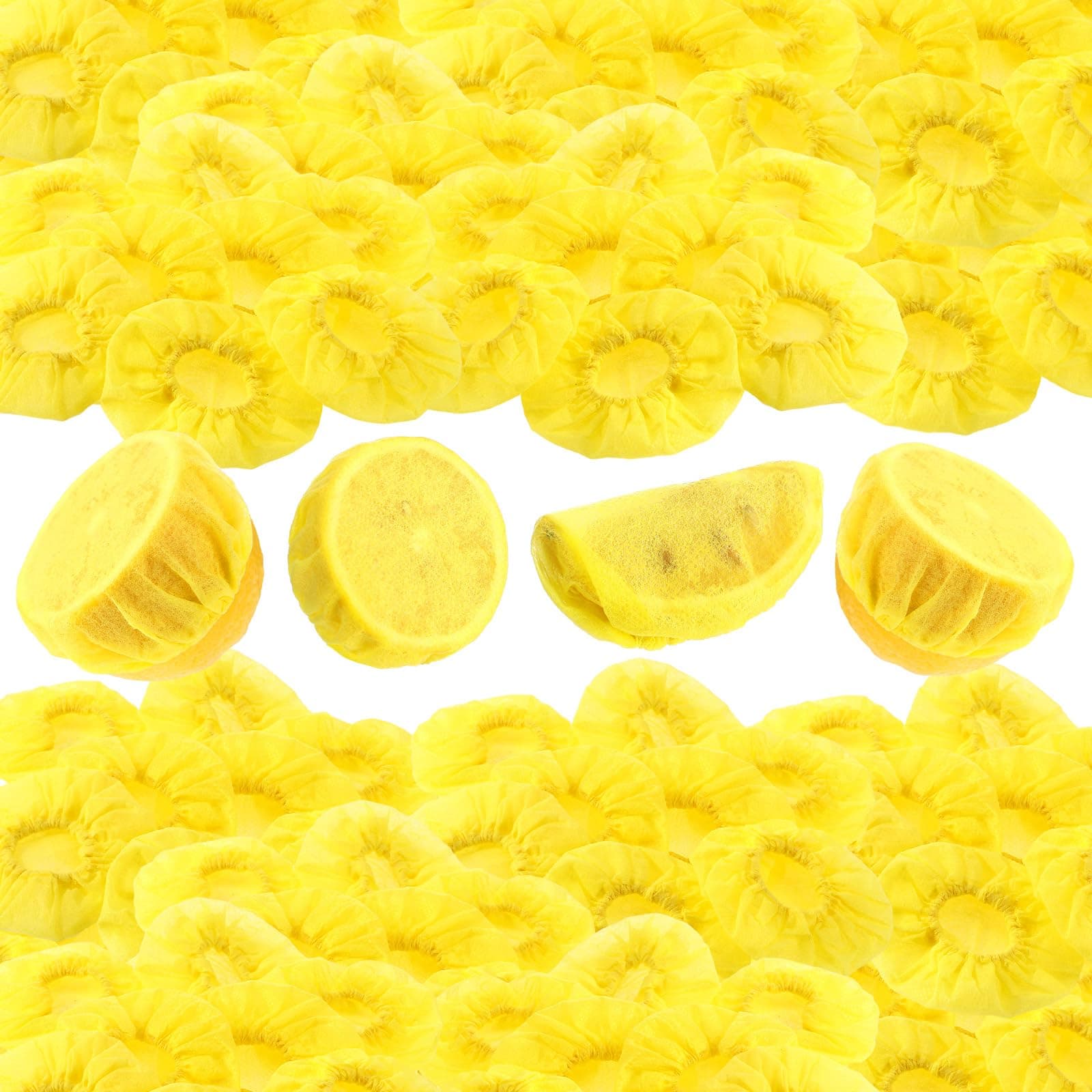 500 Pack Lemon Wedge Stretch Wraps Covers Lemon Nets Bag Covers for Squeezing for Seed Free Squeezing of Halves or Wedge, Yellow