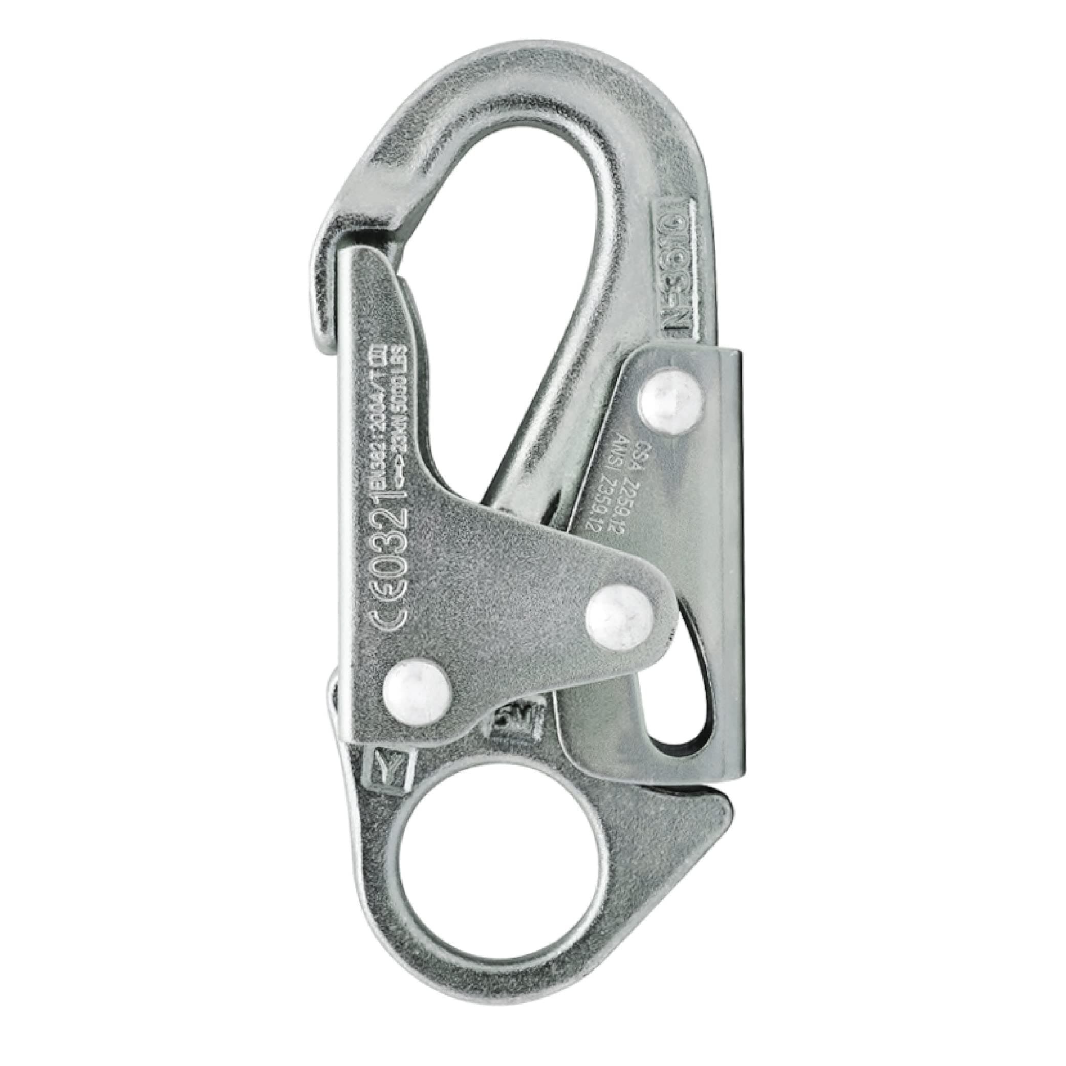 Forged Steel Snap Hook 25KN - Fusion Climb® Maxi-2 - Professional Fall Protection Snap Hook - Heavy Duty Carbon Steel - Double-Action Snap Hook for Safety, Climbing, Rappelling - OSHA