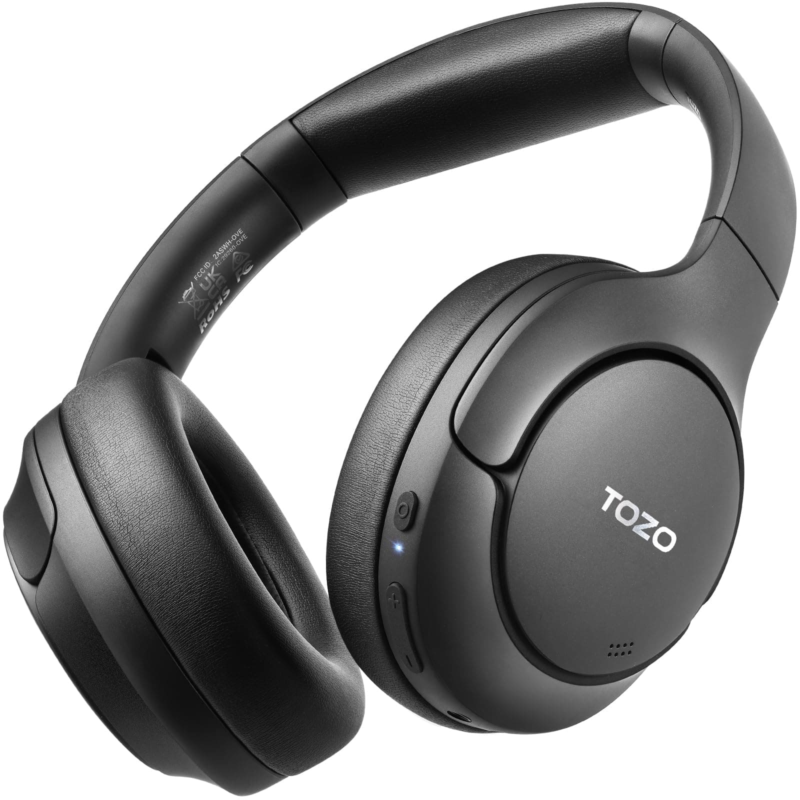 TOZO Hybrid Active Noise Cancelling Headphones, Wireless Over Ear Bluetooth Headset, 60H Playtime, Hi-Res Audio Custom EQ via App Deep Bass Comfort Fit Ear Cups, for Home Office Travel