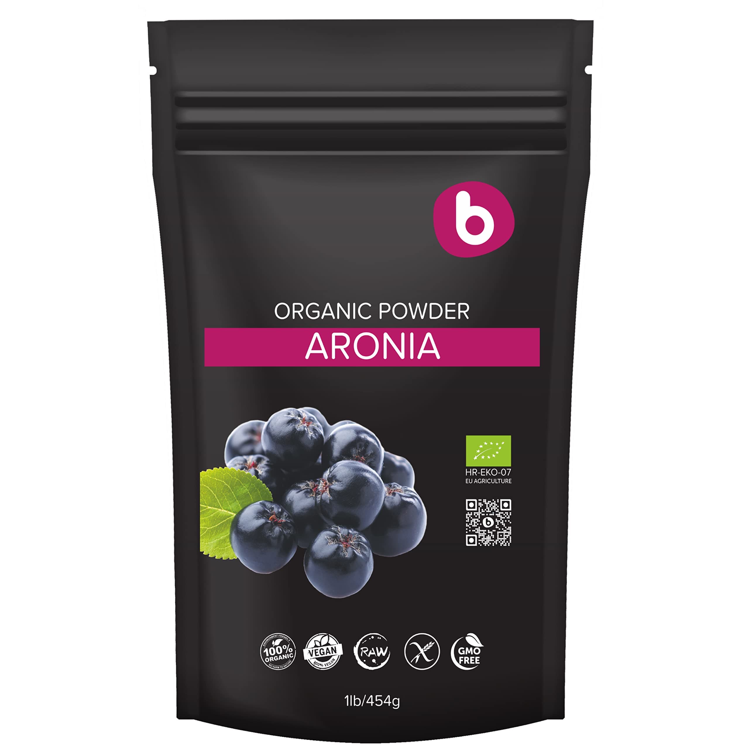 Natural Aronia Berry Powder - Black Chokeberry Superfood High in Anthocyanins & Polyphenols - Supports Immune System - Raw Chokeberries Superfood - Aronia Berries - Vegan, Gluten-Free - 1lb
