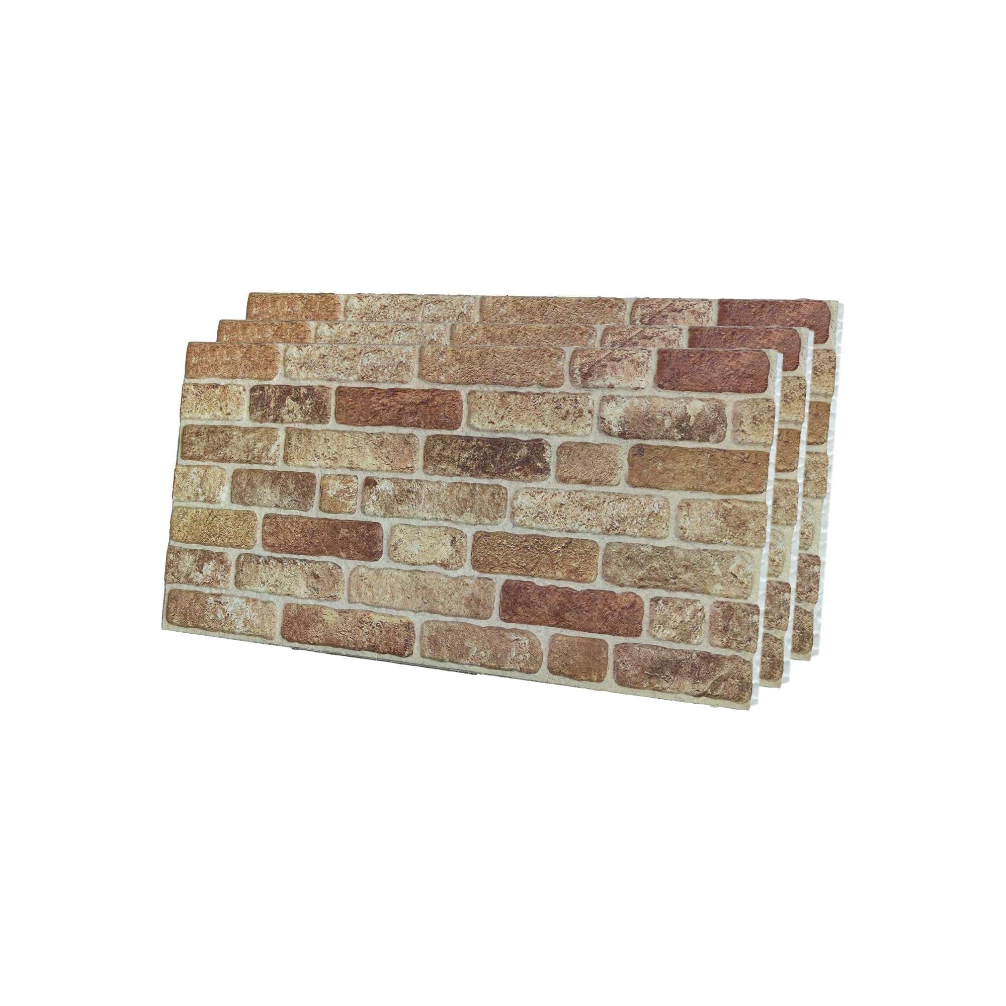 IZODEKOR 3D Wall Panels Brick Effect - Cladding, Stone Look, Styrofoam Facing for Living Room, Kitchen, Bathroom, Balcony, Bedroom and Back of Counter | Farmhouse Style (3 Piece Panel)| Covers 16 sqft