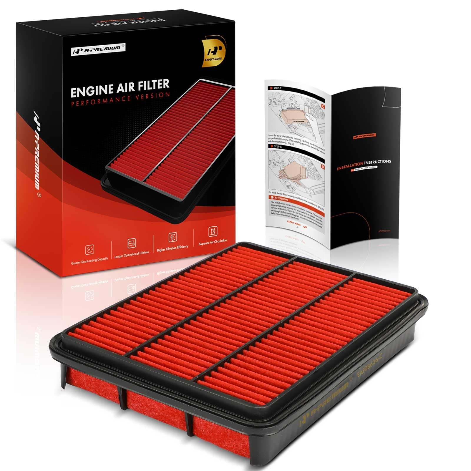 High-performance, Pre-oiled Engine Air Filter Compatible with Lexus & Toyota - GX470 03-09, LX470 98-07, Tundra 00-06, 4Runner 03-10, Sequoia 01-07, Land Cruiser 98-07, 2.7L 3.4L 4.7L