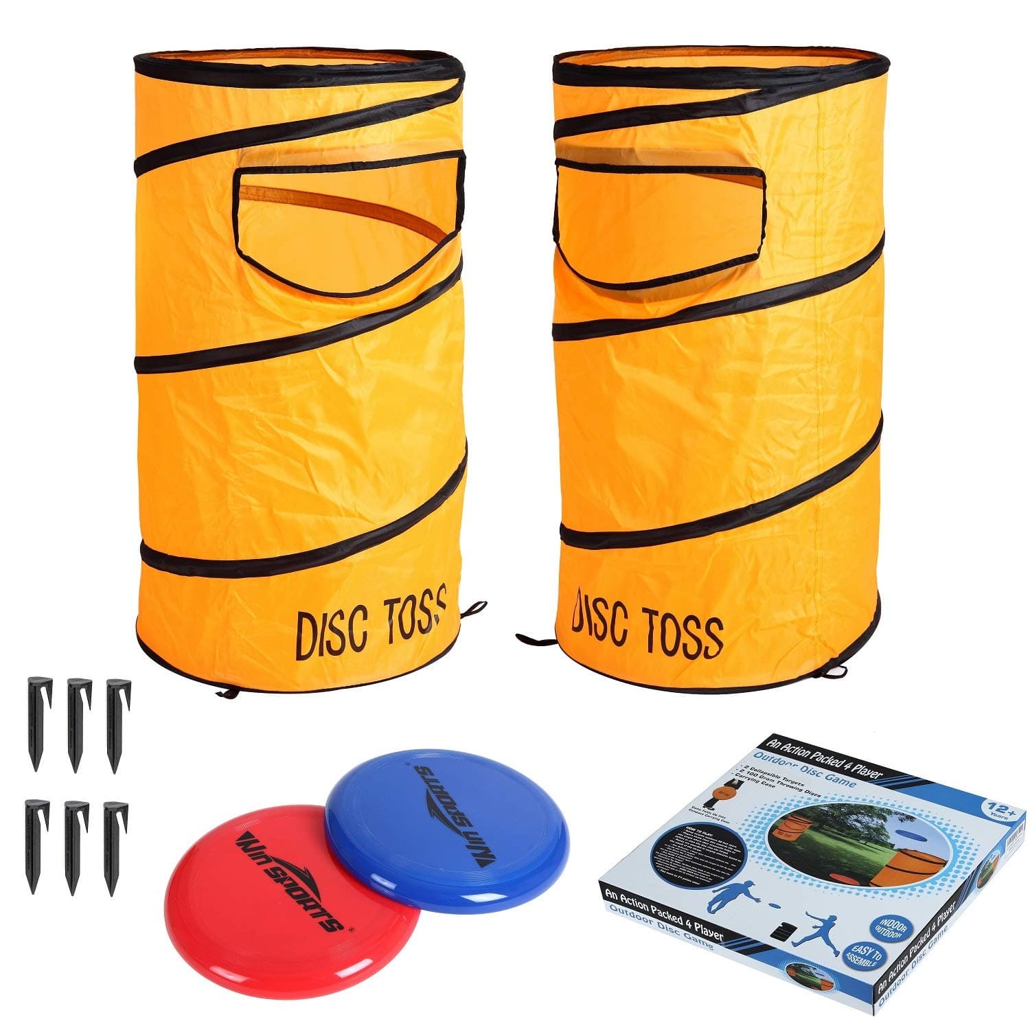Folding Disc Toss Game Set - Flying Disc Toss Dunk Game Set - Includes 2 Disc Targets with Bean Bag & 2 Flying Discs & Carrying Case - Great for Backyard,BBQs,Tailgating