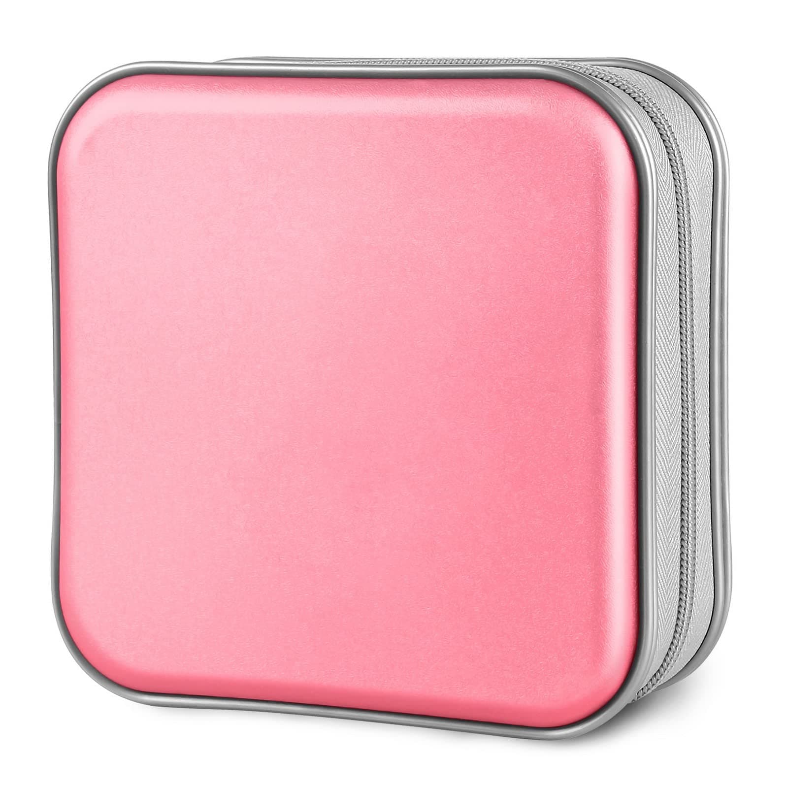 Siveit CD Case, 40 Capacity CD/DVD Case Holders Wallet Hard Plastic DVD Disc Cases Storage Binder for Car Home Office Travel (Pink)