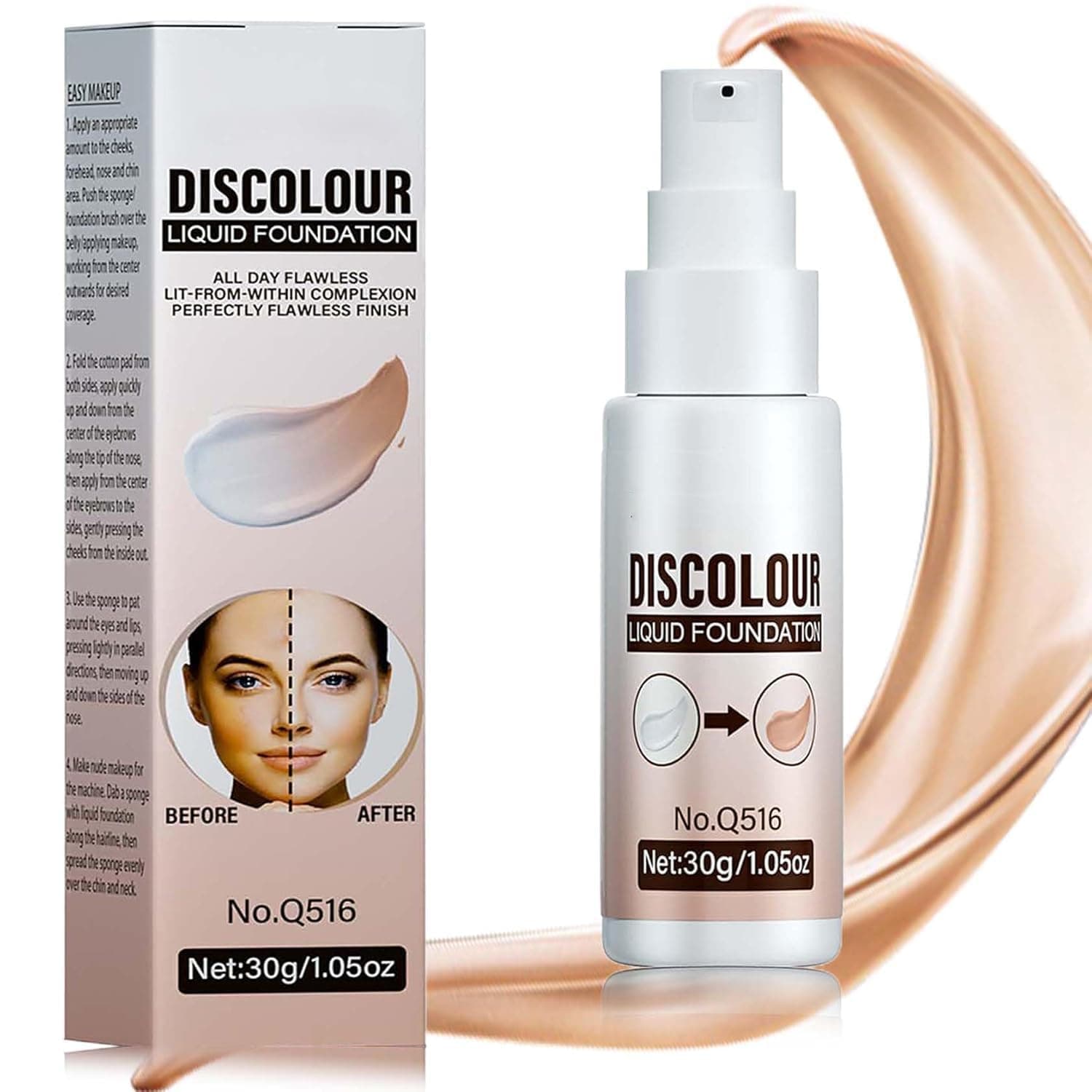 Color - Changing Liquid Foundation – Moisturizing Concealer, Full Coverage, Long - Lasting & Flawless, with Hyaluronic Acid, Brightens Skin Tone