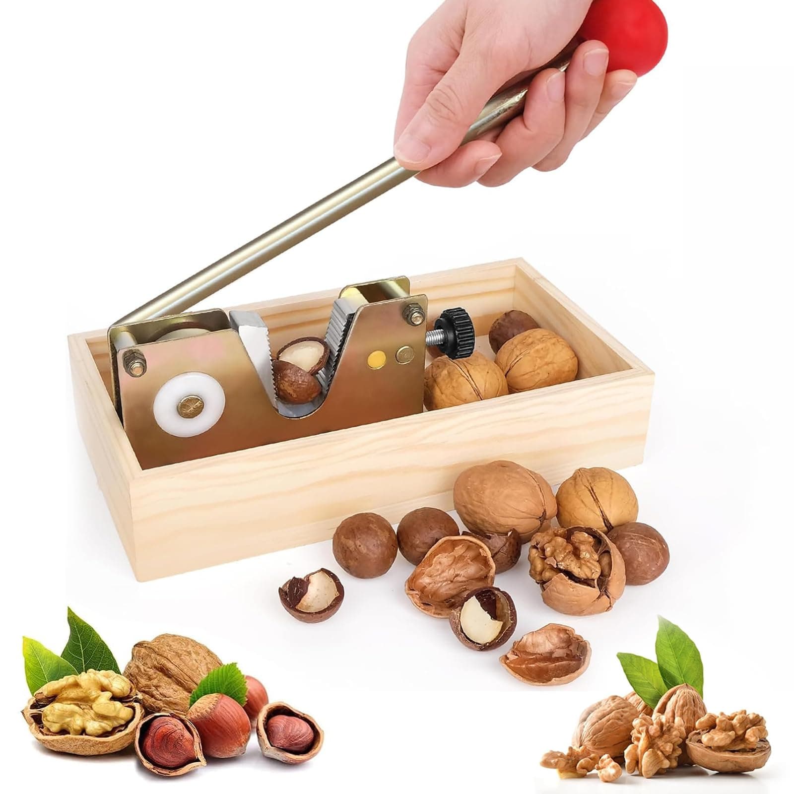 Nutcracker, Nutcracker for Walnuts, Adjustable Walnut Cracker, with Lever Function, Easy Peeling of Various Nuts, Suitable for Walnuts, Macadamia, Hazelnuts, Pecans, Large