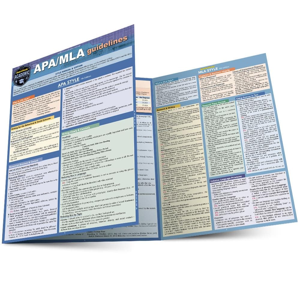 Apa/MLA Guidelines - 7th/9th Editions Style Reference for Writing: A Quickstudy Laminated Guide