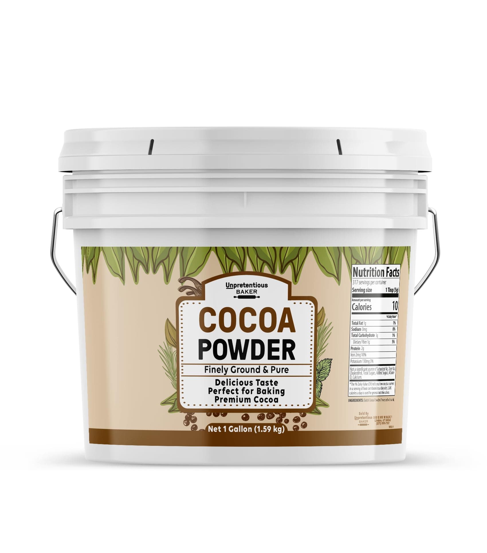 Unpretentious Dutch Cocoa Powder, 1 Gallon Bucket, Brownies, Cookies, Shakes, Food Storage