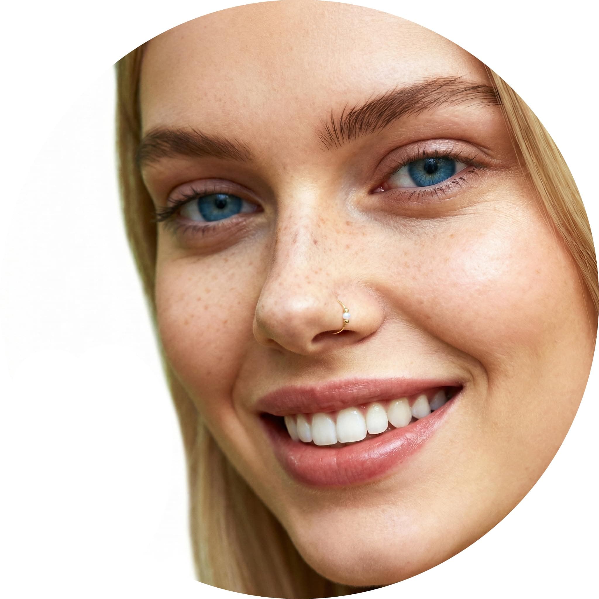 Gold Nose Ring - White Opal Thin Tiny 24 Gauge 7mm Nose Piercing Hoop - 14k Gold Filled Nose Rings For Women - Small Handmade Nose Jewelry Hoops - Gift Ready