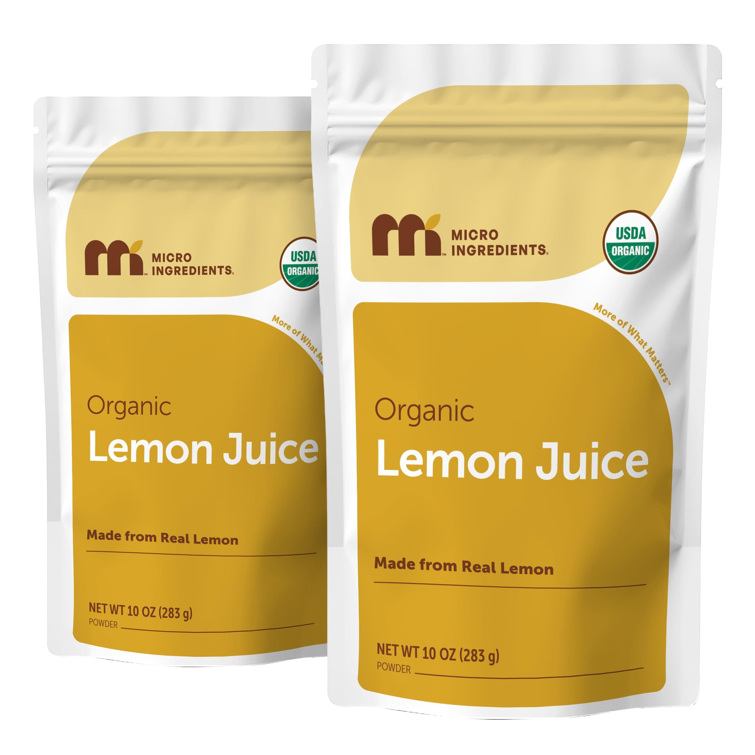 Organic Lemon Juice Powder 2 Pack | Cold-Pressed Lemon Source | Natural Vitamin C | No Sugar or Additives | Great for Drinks, Smoothies & Beverages | Non-GMO, Vegan Friendly