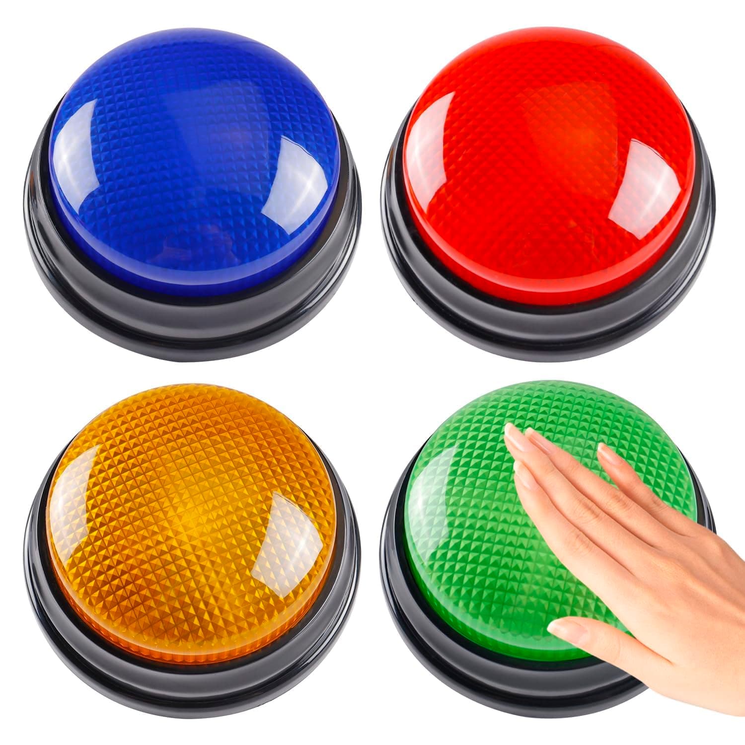 Azonee 4 Pack Game Show Buzzers, Answer Buzzers for Classroom, Nteractive Game Buzzer, Great for Trivia Games and Family Game for Kids Ages 4-10