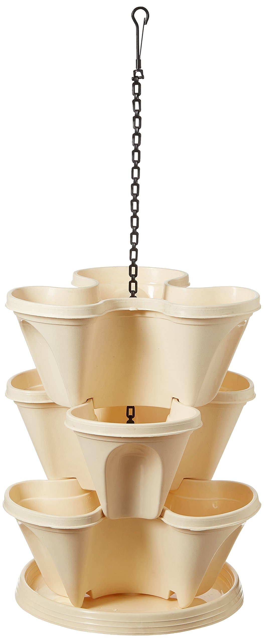 Gardens Need Plastic Stack-A-Pot Hanging Set (Cream, 5-Pieces)