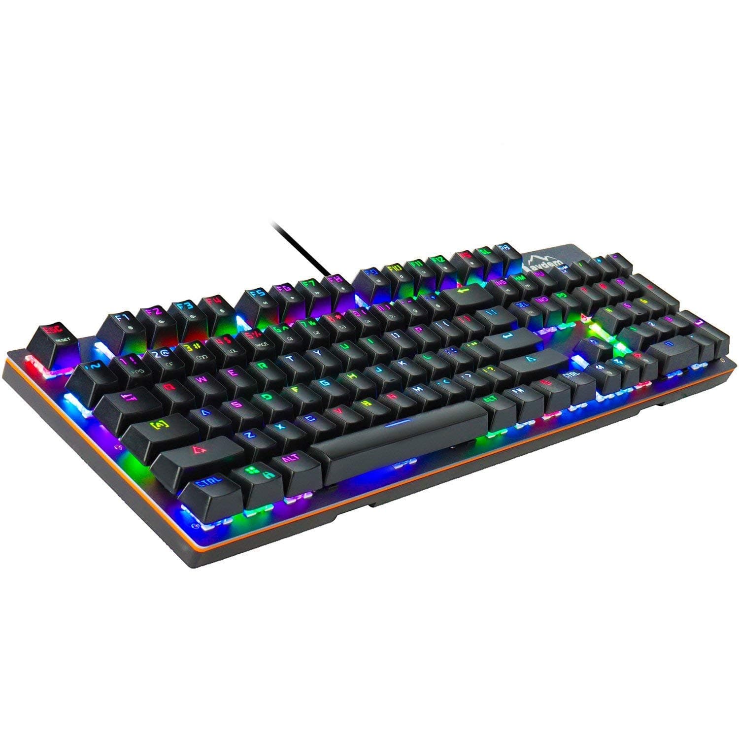 Mechanical Keyboard with Programmable Macro, 16.8 Million RGB Backlit Mechanical Gaming Keyboard with Blue Switches 14 LED Backlit Modes 104 Anti-Ghost Keys Aluminum Plate, Non-Fading UV Coating