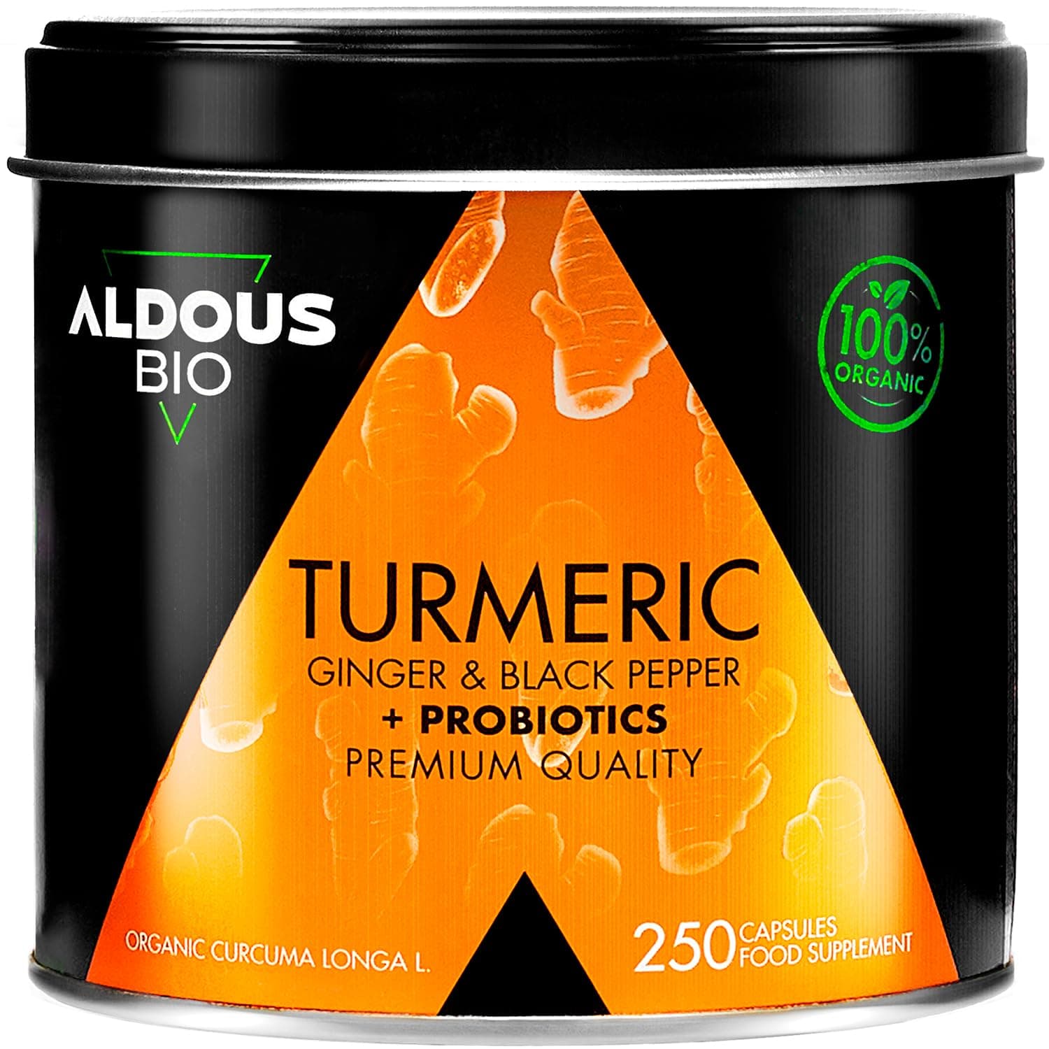 Organic Turmeric and Black Pepper Capsules + PROBIOTICS & Ginger - 250 Capsules (4 Month Supply) 1460mg Turmeric Tablets - Anti-Inflammatory, Joint Pain Relief Turmeric Capsules High Strength