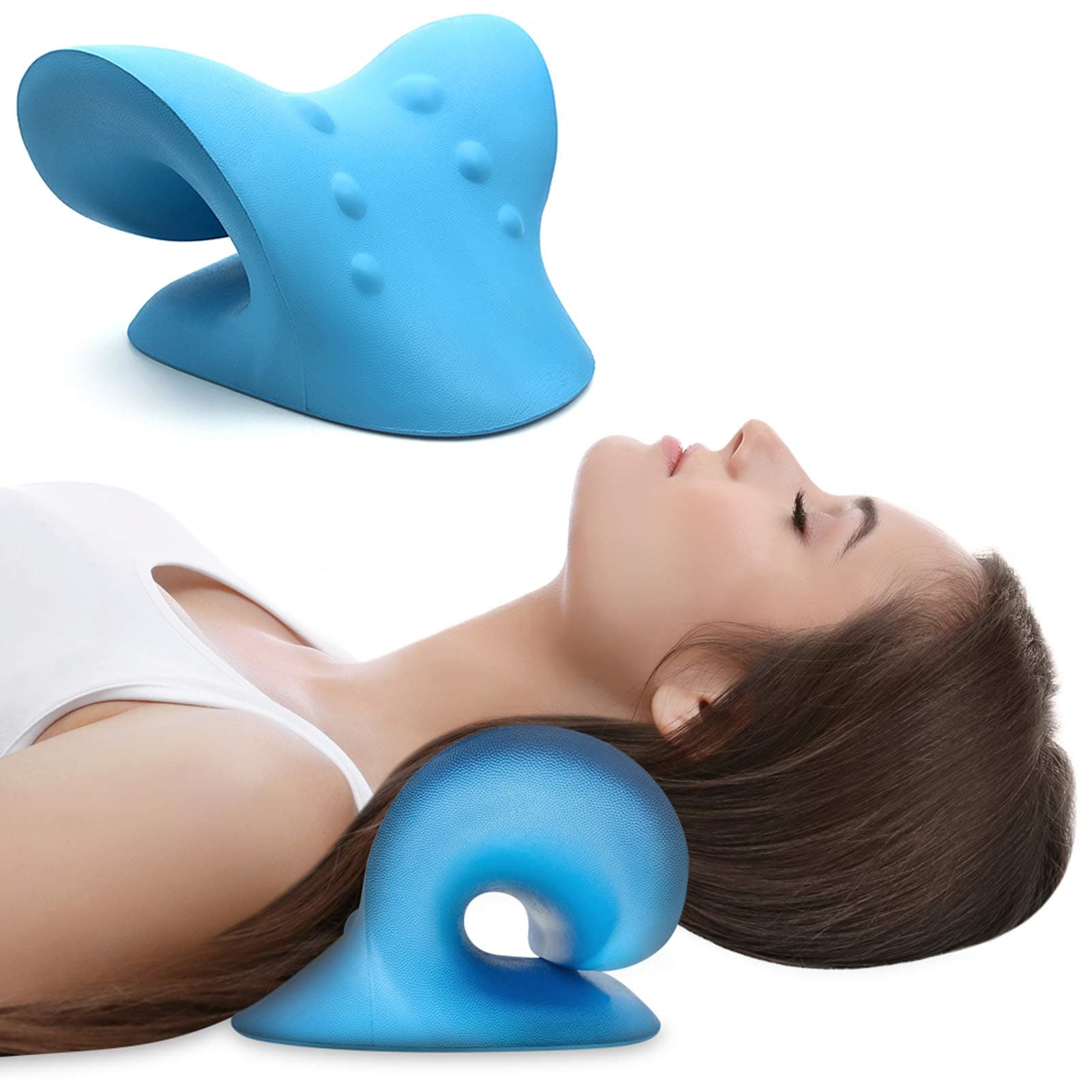 Neck Stretcher,Neck Cloud,Neck Cloud - Cervical Traction Device,Traction Equipment,Cervical Neck Traction Pillow,Neck Pain Relief - Blue