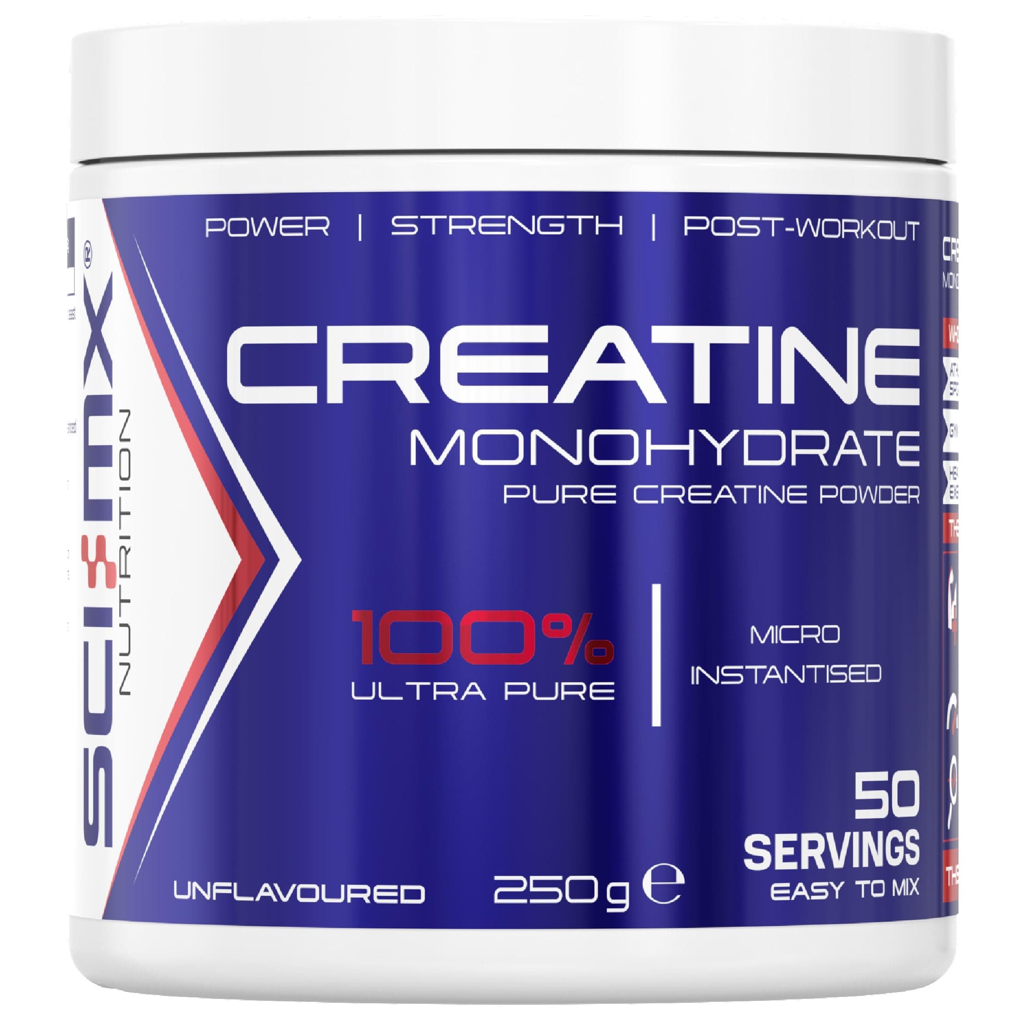 Creatine Monohydrate Powder • 250g • 100% Ultra Pure Micro-Instantised Creatine • Easy to Dissolve & Unflavoured • Supplement for Strength, Power & Performance • Vegan • for Men & Women