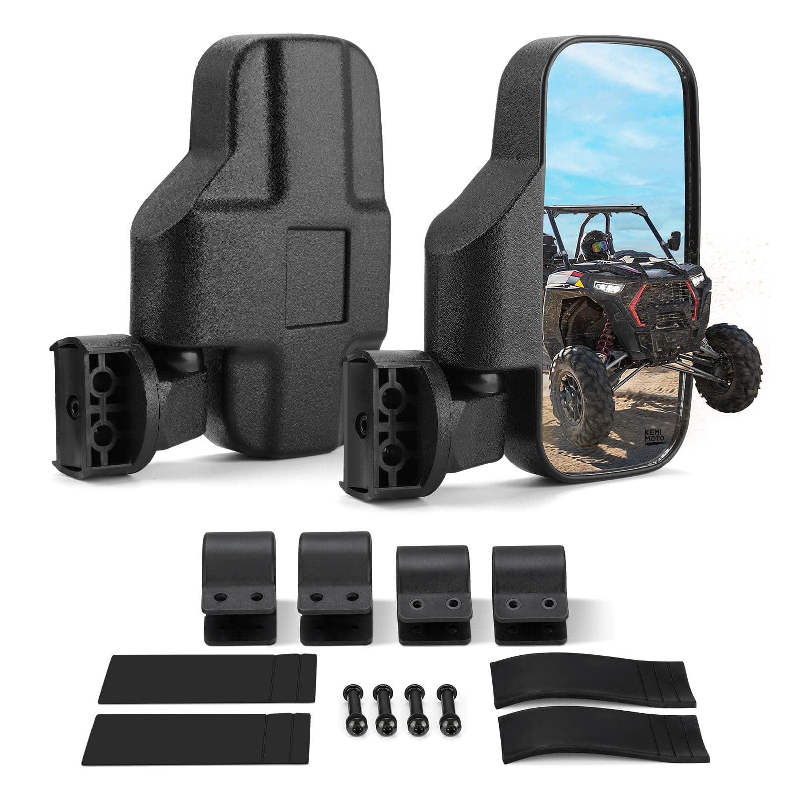 UTV Mirrors, UTV Side Mirrors Fits 1.6-2 IN Roll Cage Compatible with Pioneer Polaris RZR 900 1000 Can Am Kawasaki Mule Rhino YXZ Zforce Shatter Proof Tempered Glass