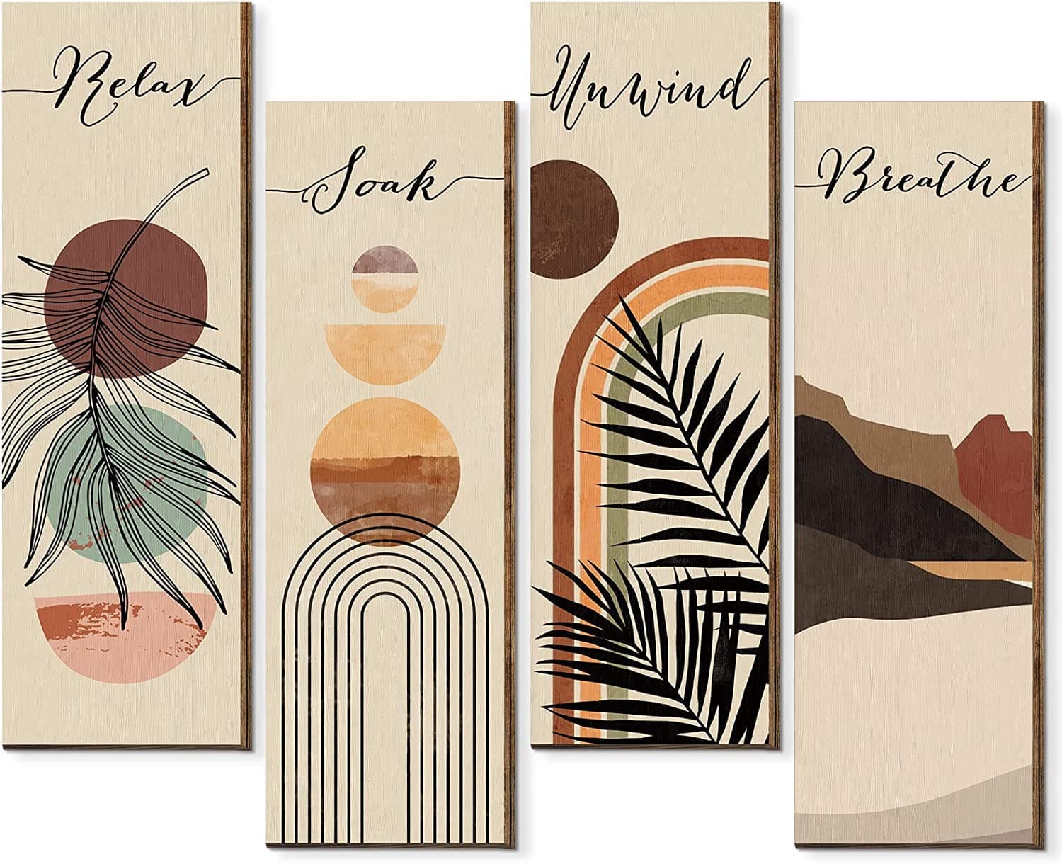 Wall Decor for Living Room - WallHangings for Home Decoration - Walls Decorations Items for Living Room - WallArt - Bedroom Wall Decor - Rigid Eco-Friendly Recycled Board - Double Tape wall decor, 4 Pieces