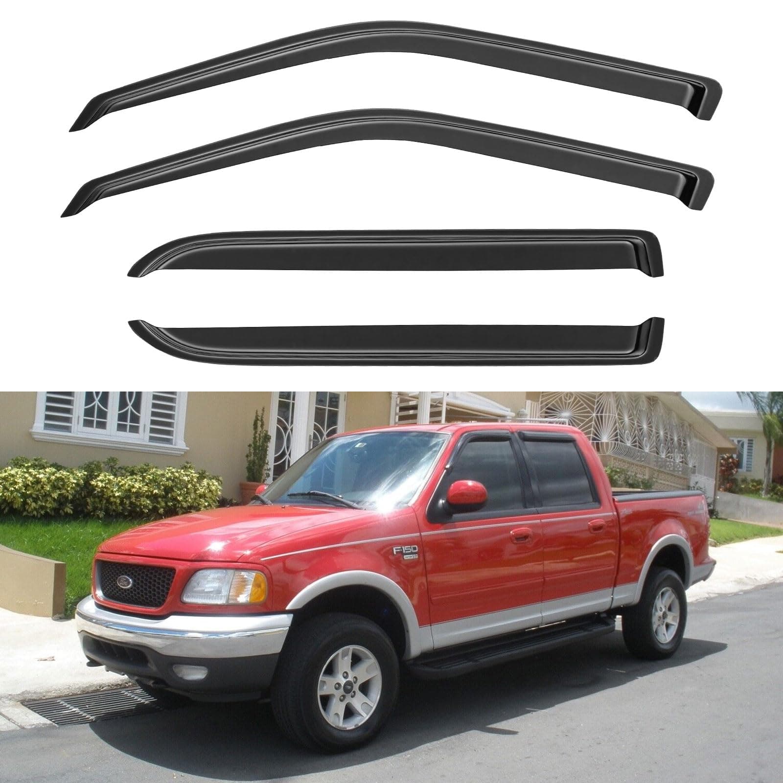 Window Visors Rain Guards Shield for 2001 2002 2003 Ford F150 SuperCrew Cab, Window Wind Deflectors Vent Shades for 2002 2003 Lincoln Blackwood