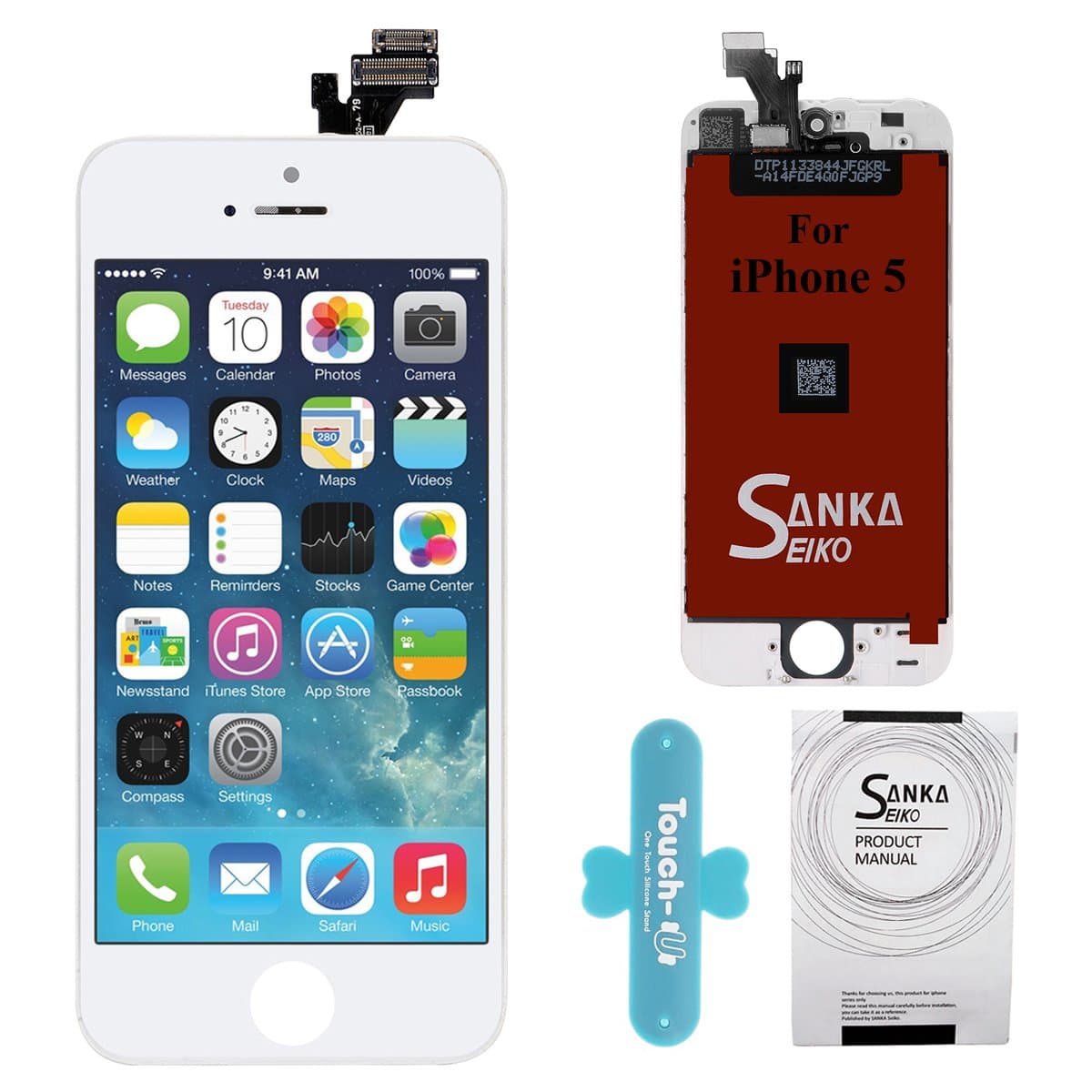 SANKA LCD Screen Replacement Retina Display Touch Screen Digitizer Frame Assembly with Repair Tools for iPhone 5-White