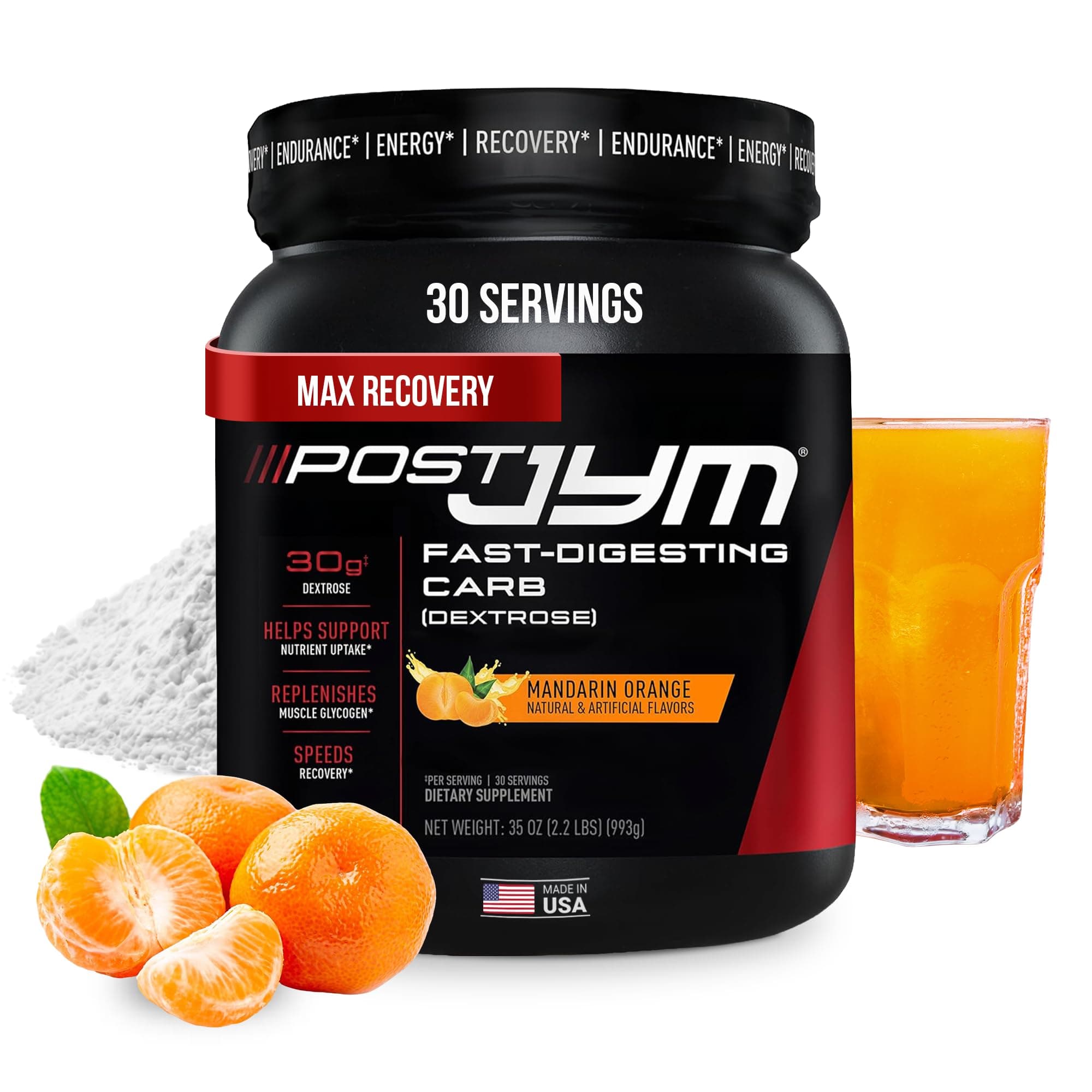 JYM Supplement Science Post Fast-Digesting Carb - Post-Workout Recovery Pure Dextrose, JYM Supplement Science, Mandarin Orange Flavor, 30 Servings
