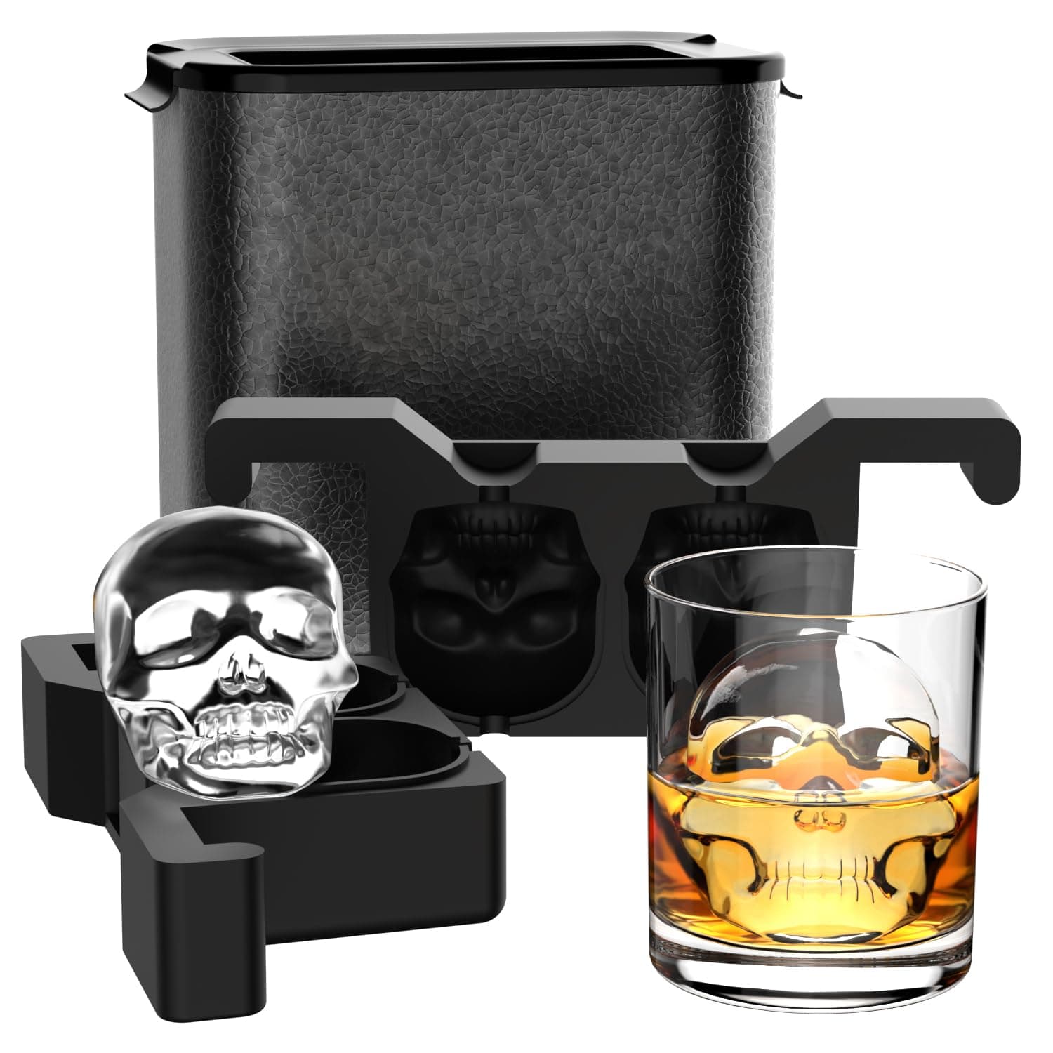 Skull 3D Ice Ball Maker - Large Crystal Clear Ice Cube Tray - Whiskey Bourbon Cocktails