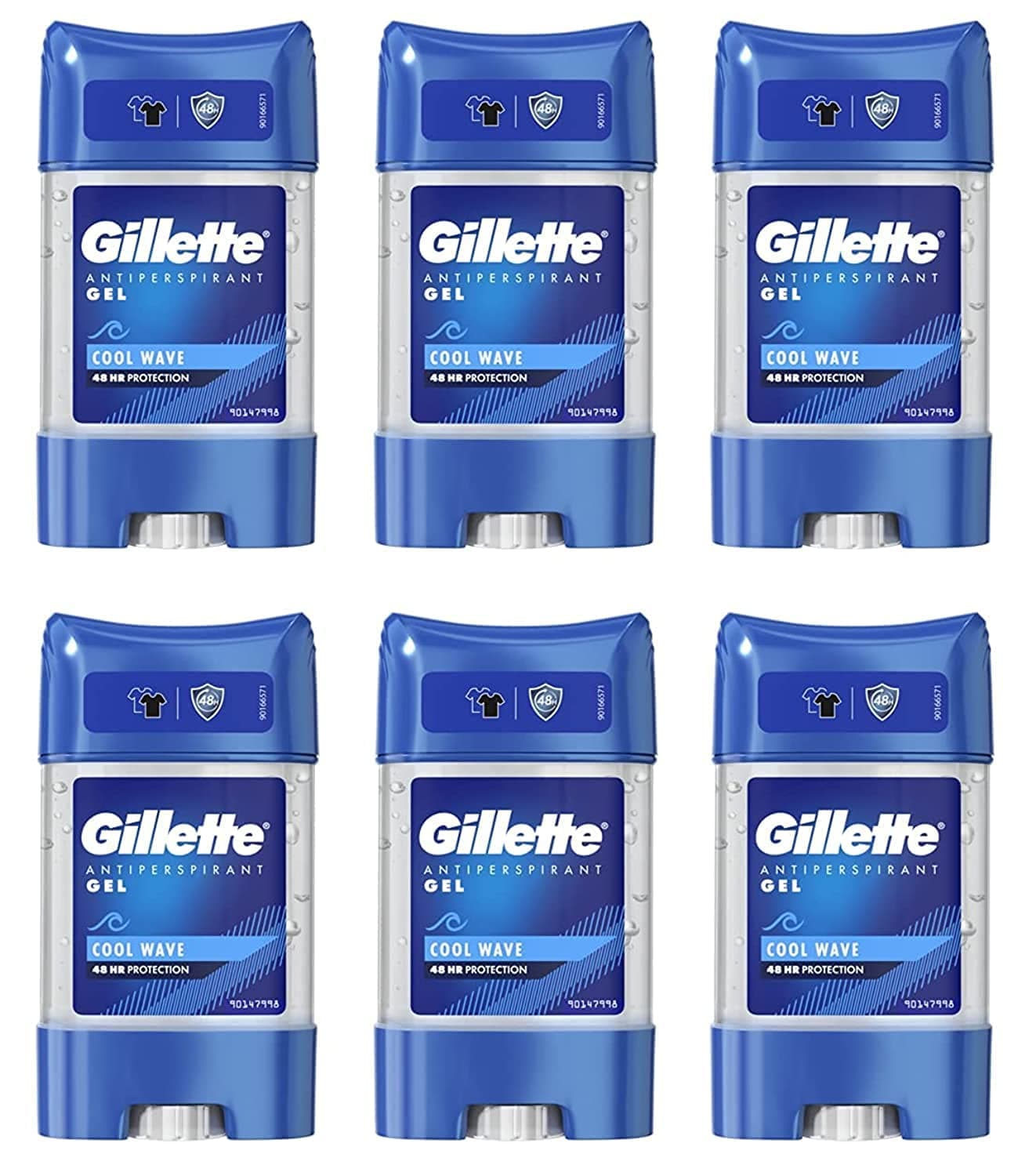 Gillette Clear Gel Cool Wave Antiperspirant Deodorant For Men 70ml, 48 Hour Invisible Sweat And Odour Protection, Invisible (Pack of 6)