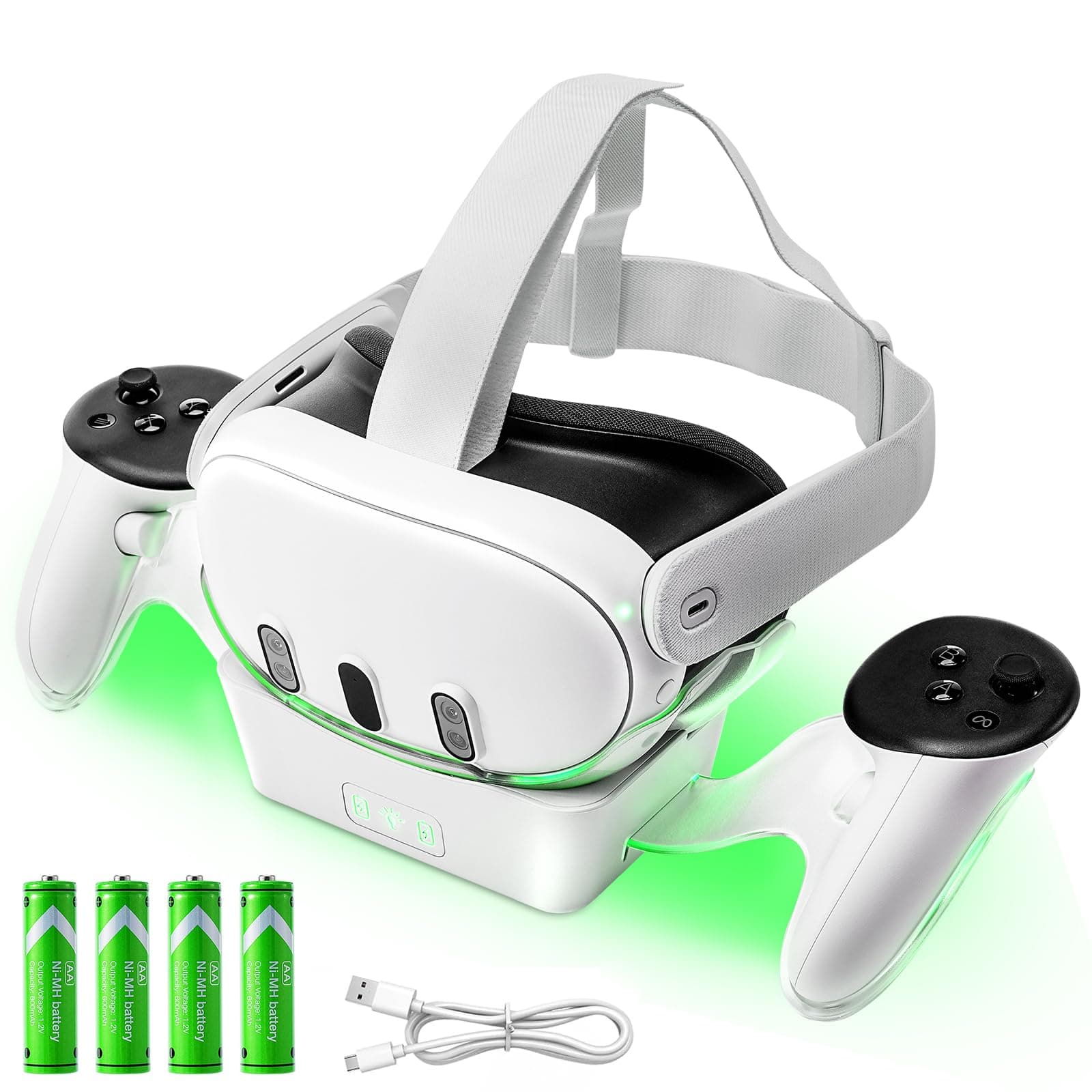 LYtech VR Charging Dock for Quest 3 Charging Stand for Oculus/Meta Quest 3 Magnetic Charging Station for VR Headset, 2 Battery for Touch Controllers, High Speed Charging Stand, Quest 3 Accessories