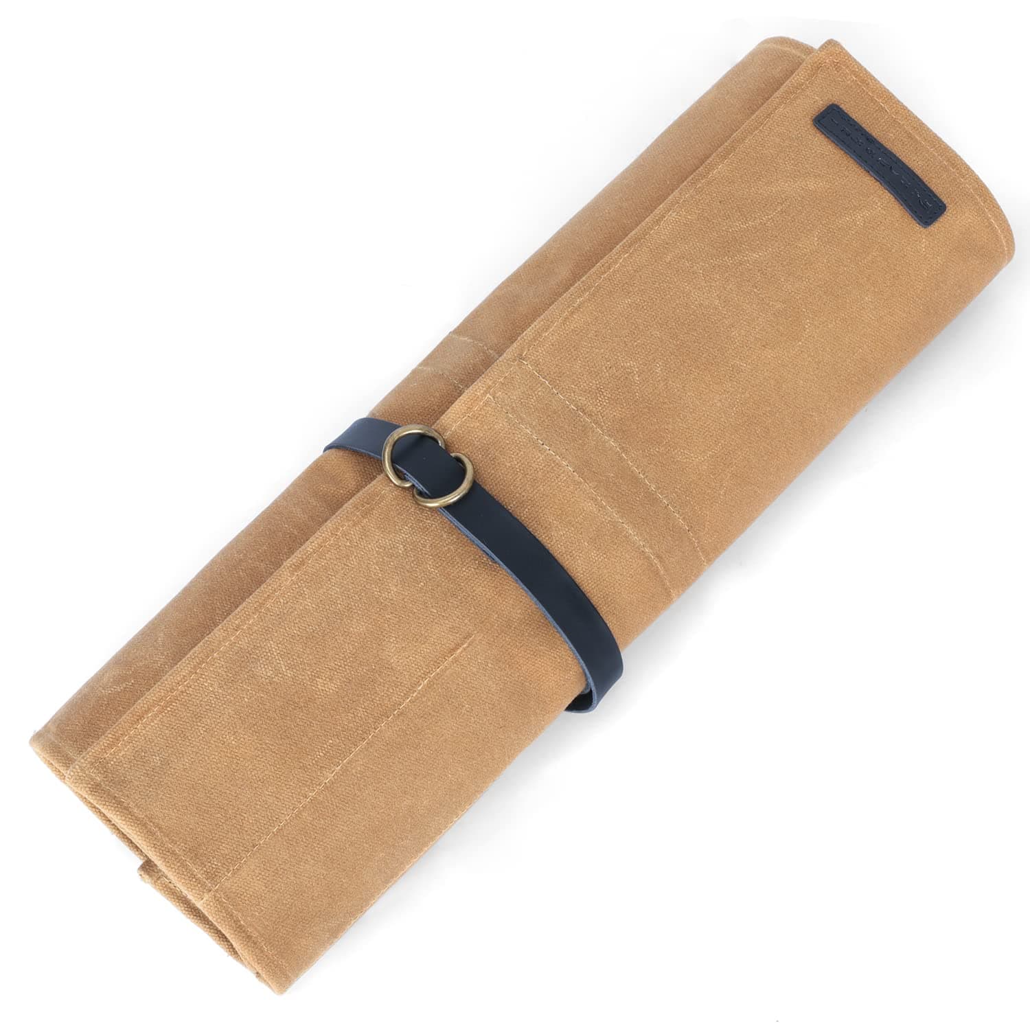 Manjushri Chef Knife 9 Pocket Canvas Roll Bag with Genuiene Leather Belt.