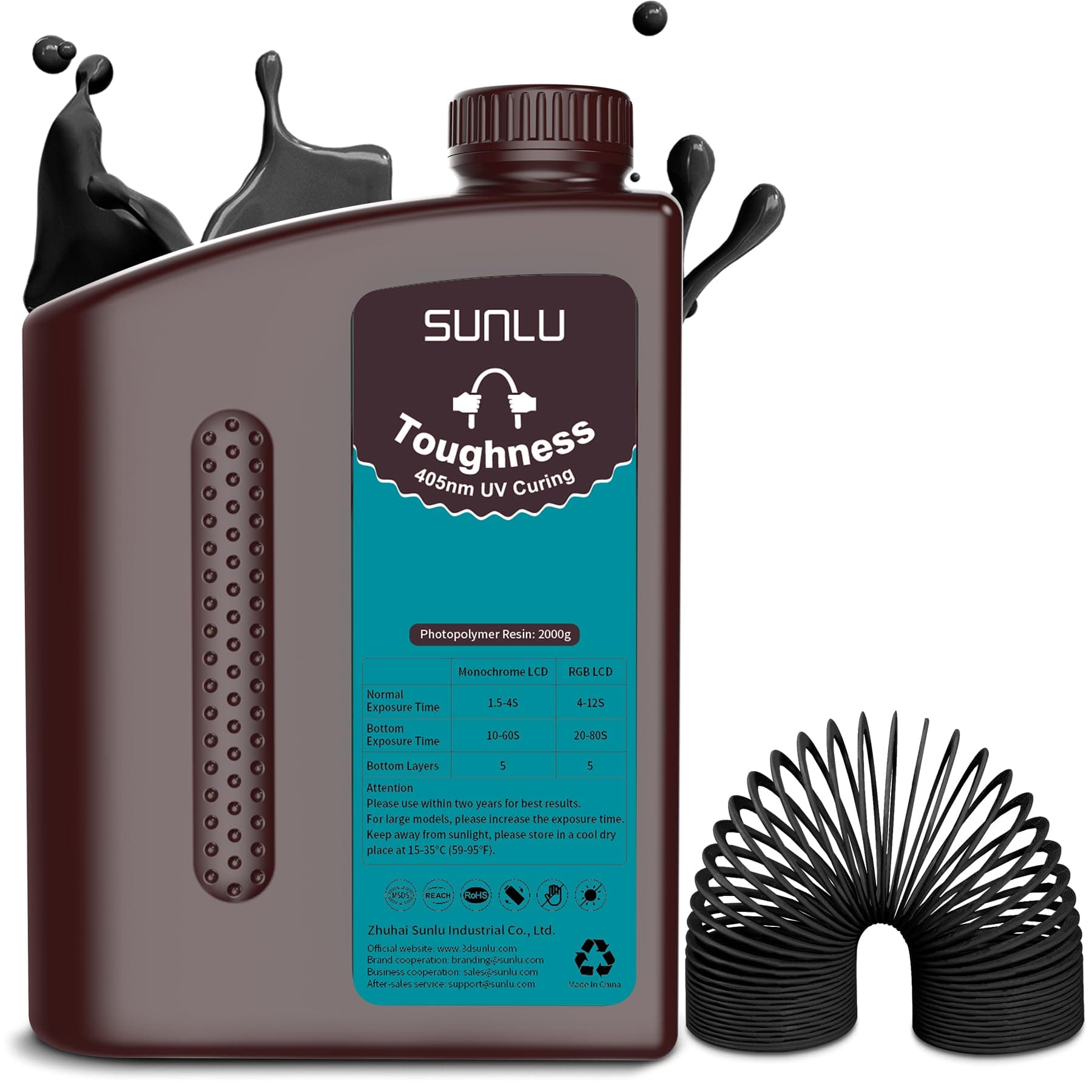 SUNLU Toughness Resin for 3D Printer, 2KG, Black