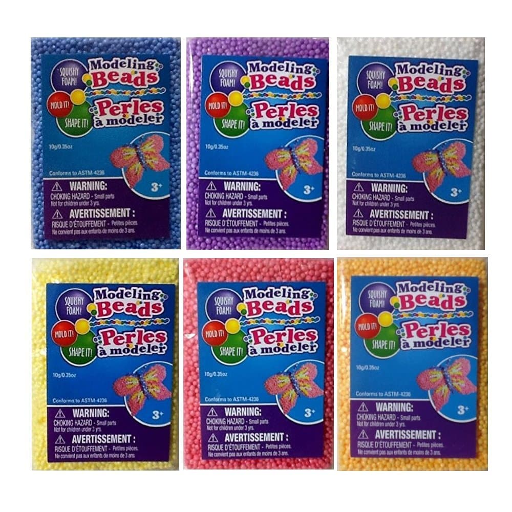 6 Pack Squishy Foam ~ Modeling Beads ~ Mold It! Shape It!