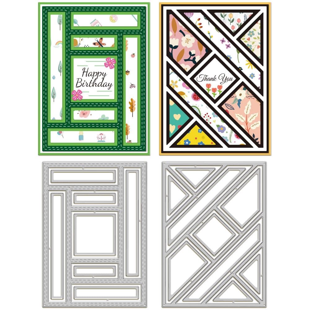 GLOBLELAND Frame Background Cutting Dies for Card Making Splicing Rectangular Background Board Die Cuts Carbon Steel Embossing Stencils Template for St. Parik's Day Easter DIY Scrapbooking Craft Decor