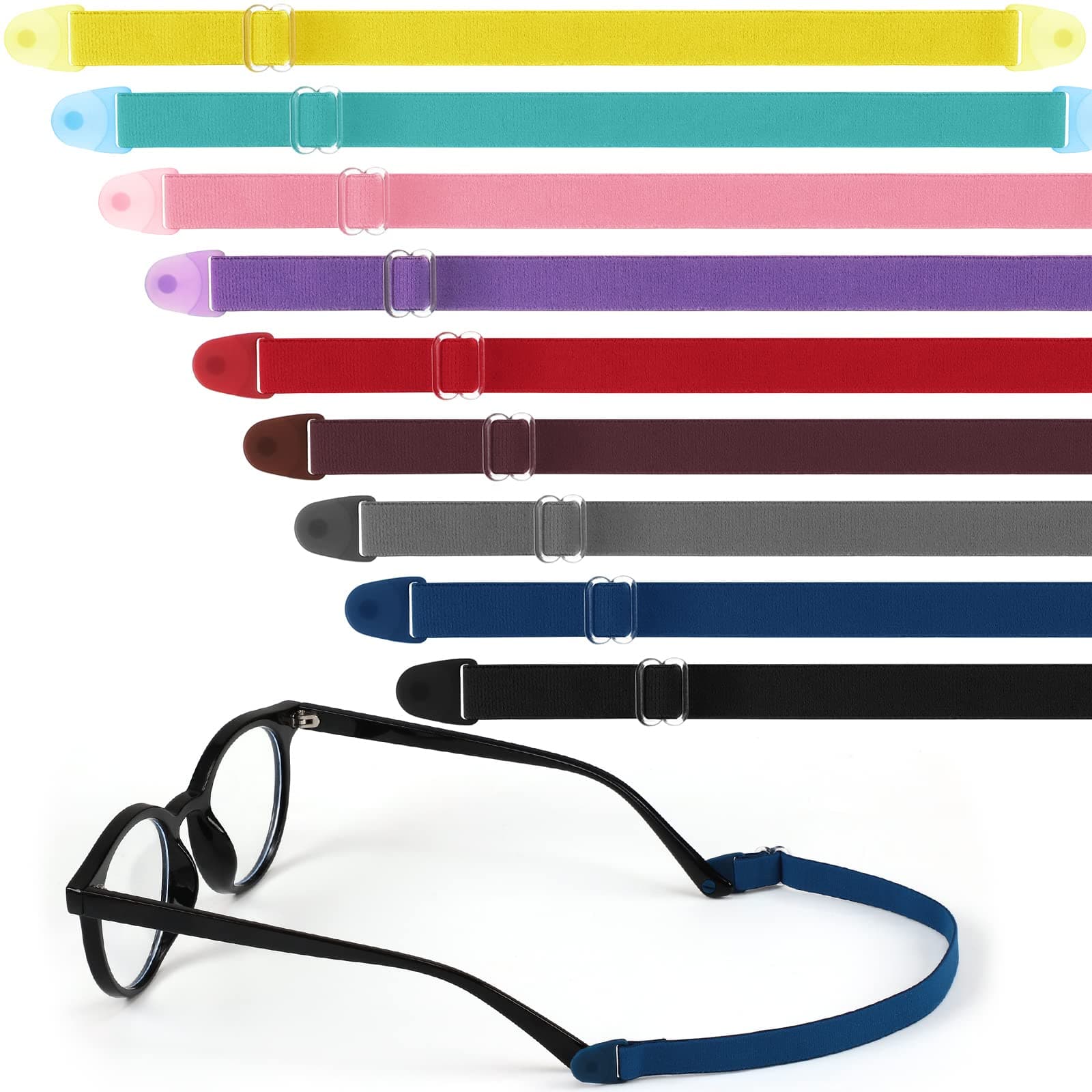 9 Pcs Kids Glasses Strap with Snap Button Elastic Adjustable Eyeglass Band Nonslip Glasses Holder for Kids Safety Eyewear Retainers for Toddler Sports Eye Glass Sunglasses Lanyard (Multicolored)