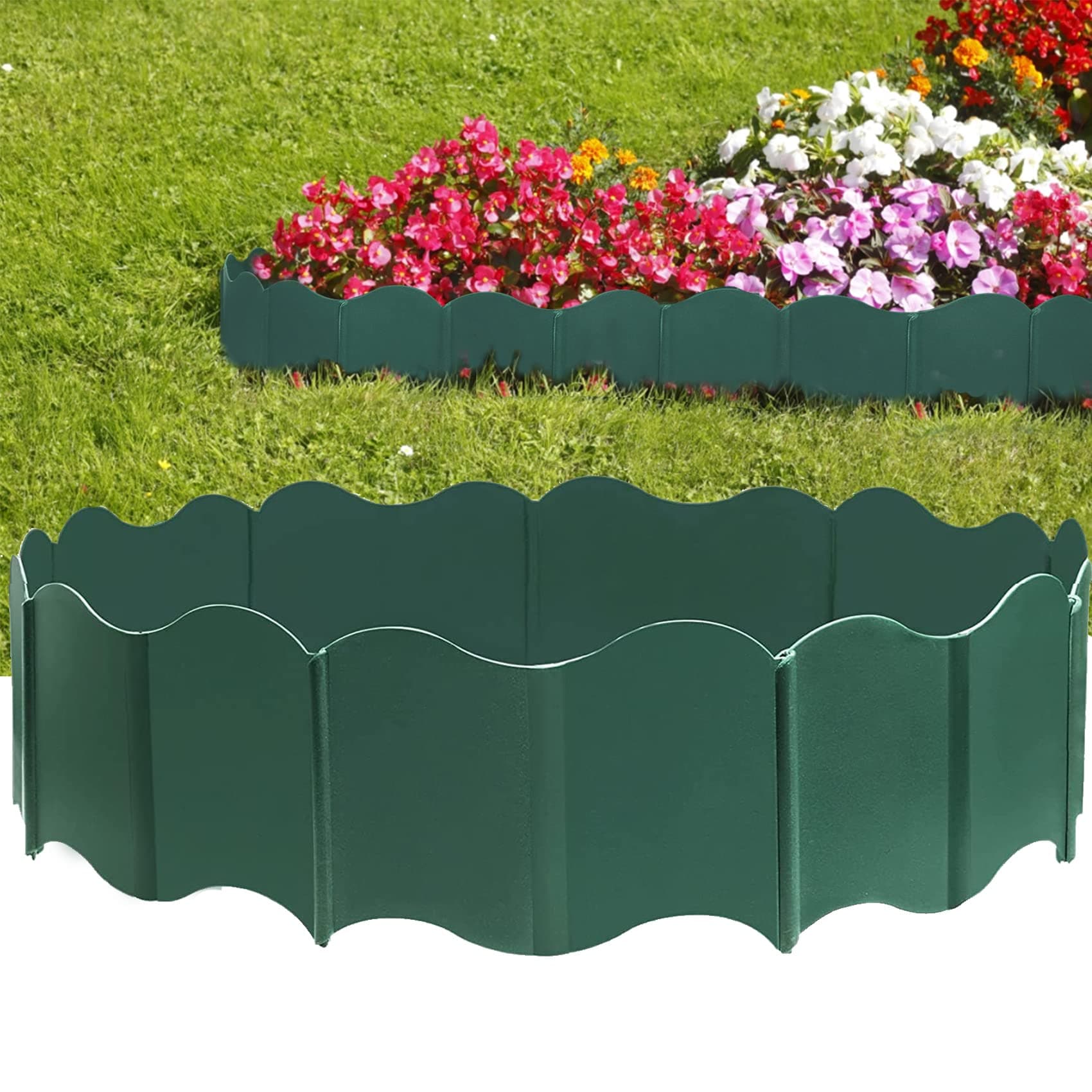 20 Pcs Garden Edging Border, 10.5ft Plastic No Dig Landscape Borders, 5.3 inch Tall Interlock Decorative Gardens Fences Edging, Flexible Lawn Flower Bed Border, for DIY Patio Walkway Yard