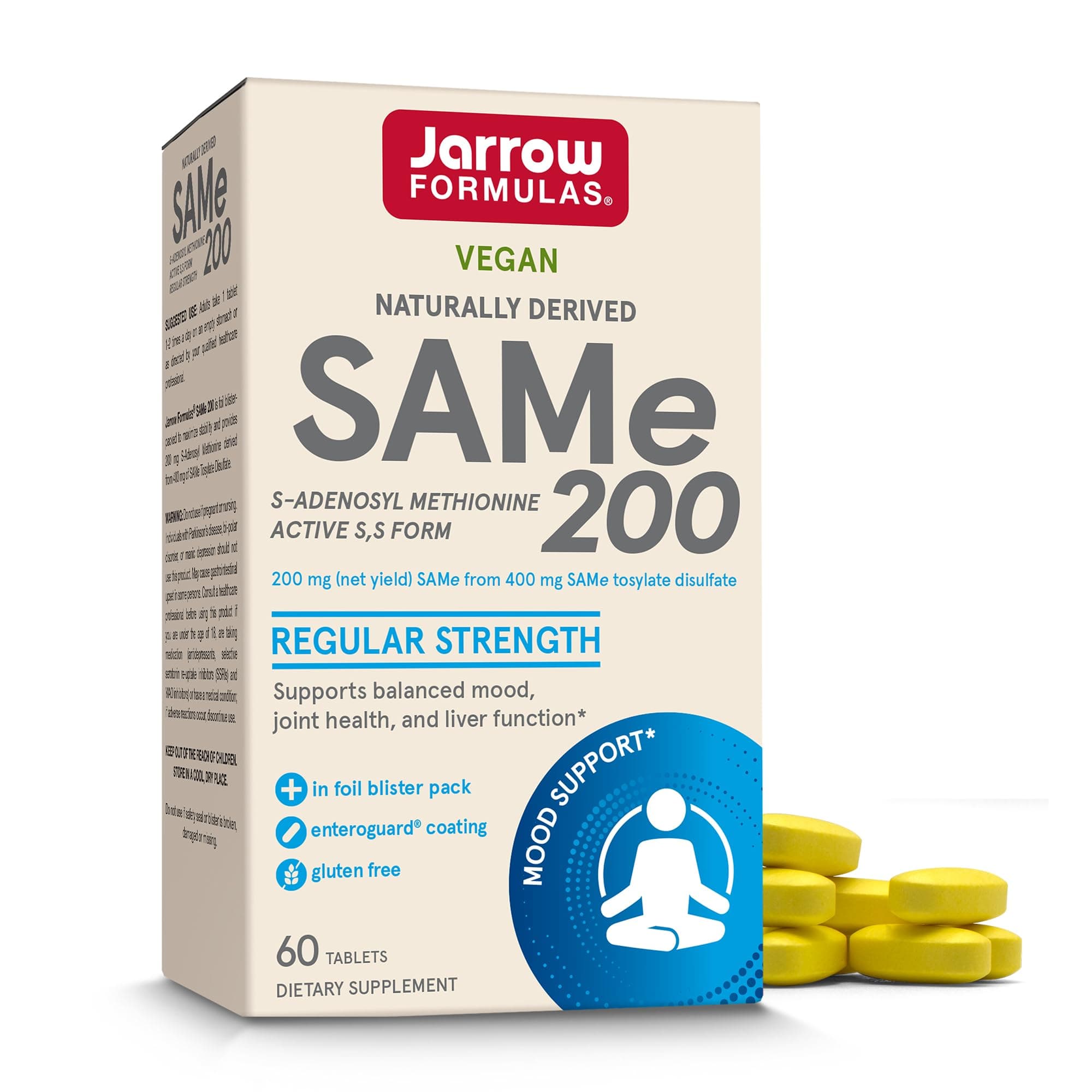 Same 200 mg - 60 Tablets - Highest Concentration of Active S,S Form - Supports Joint Health, Liver Function, Brain Metabolism, Mood & Antioxidant Defense - 60 Servings